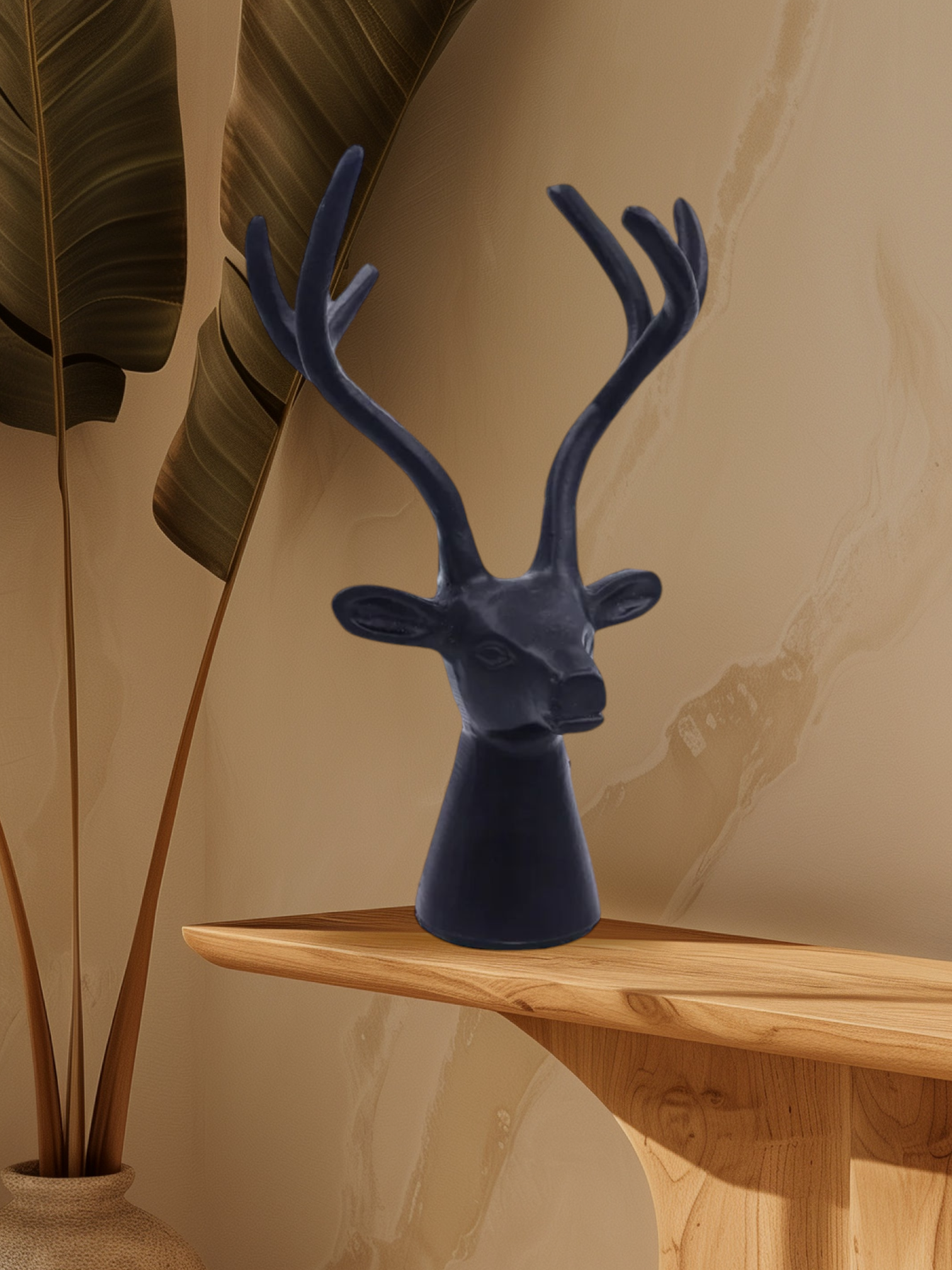 Black Aluminium Deer Head Showpiece for Table Décor & Gifting