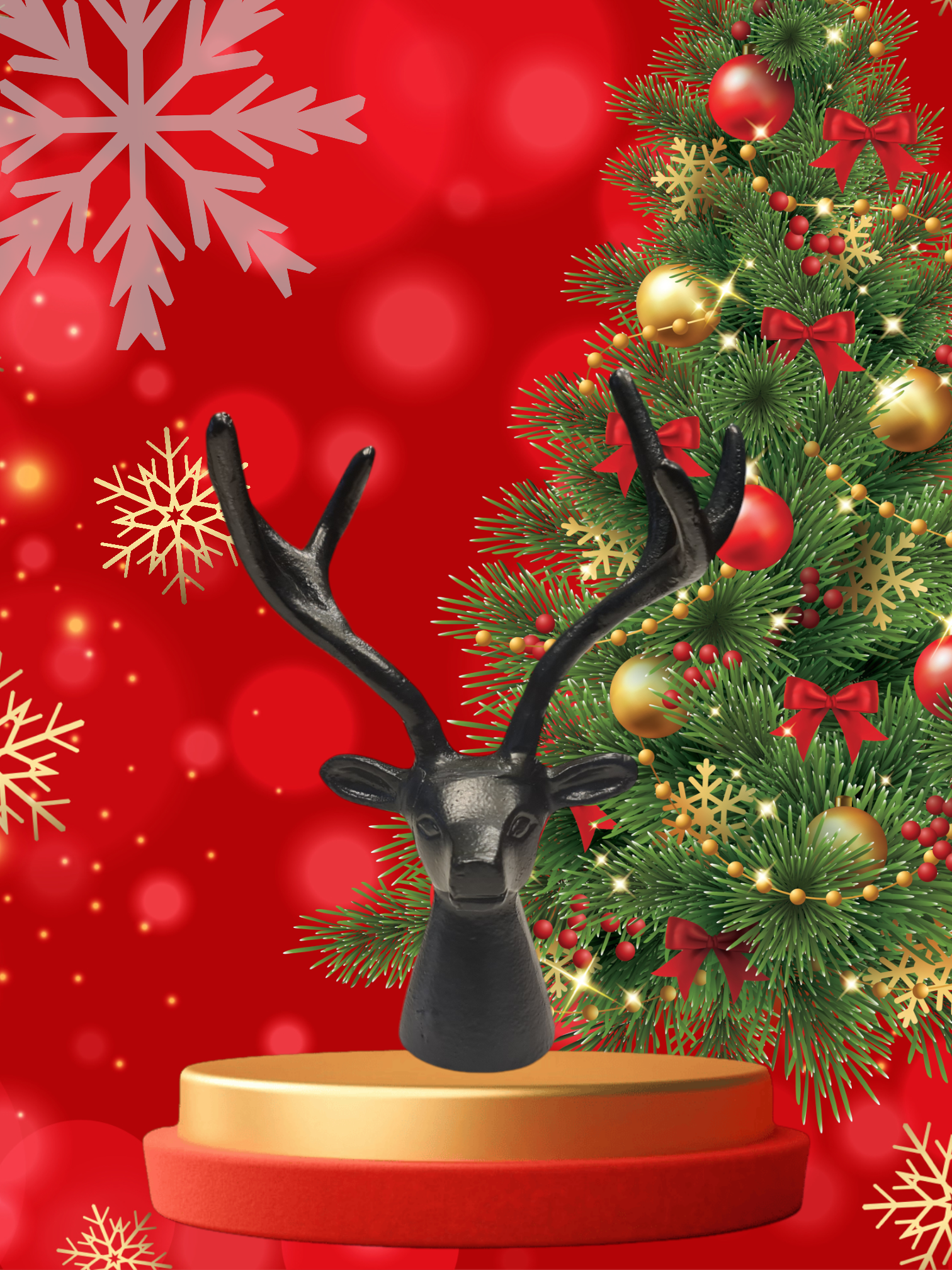 Black Aluminium Deer Head Showpiece for Table Décor & Gifting