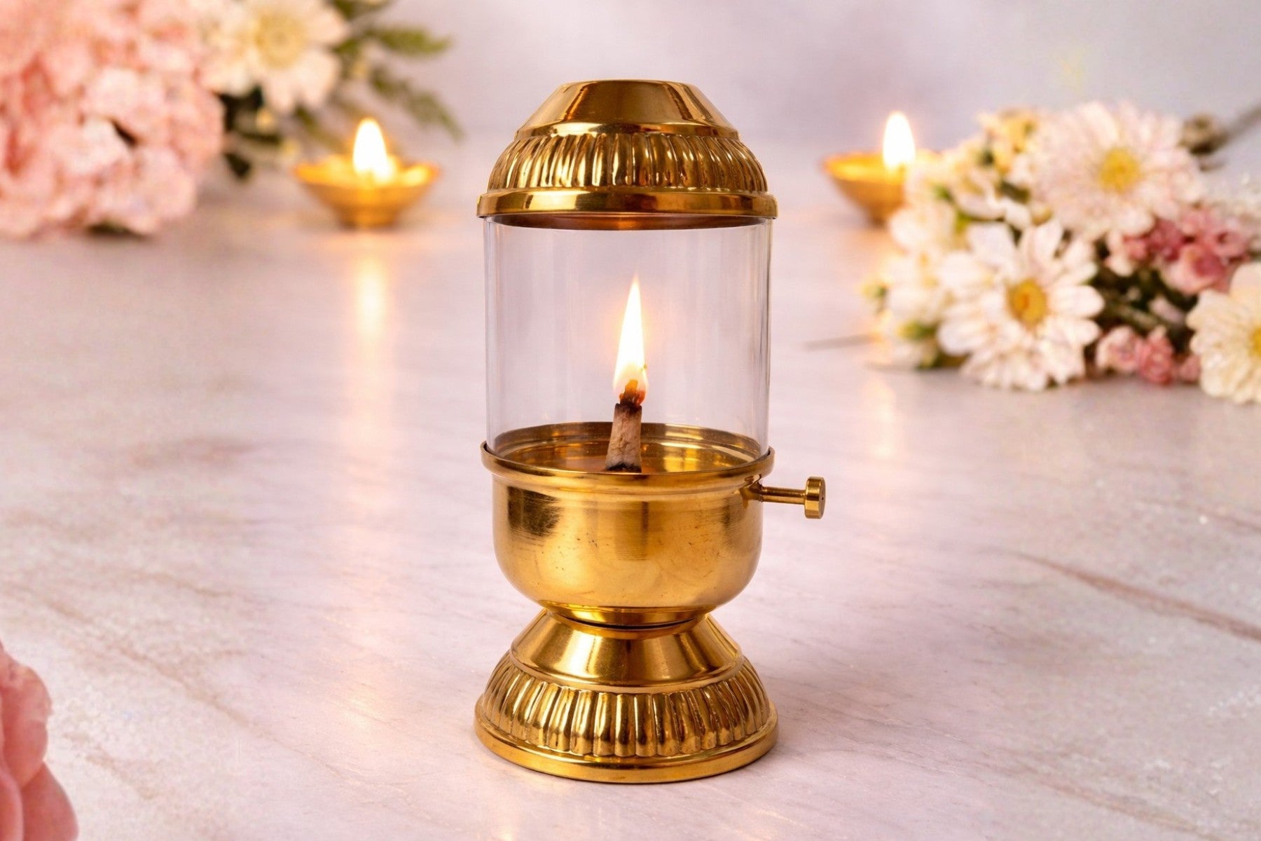 BRASS AKHAND DEEPAK FOR NAVRATRI & POOJA, VINTAGE STYLE BRASS OIL LAMP