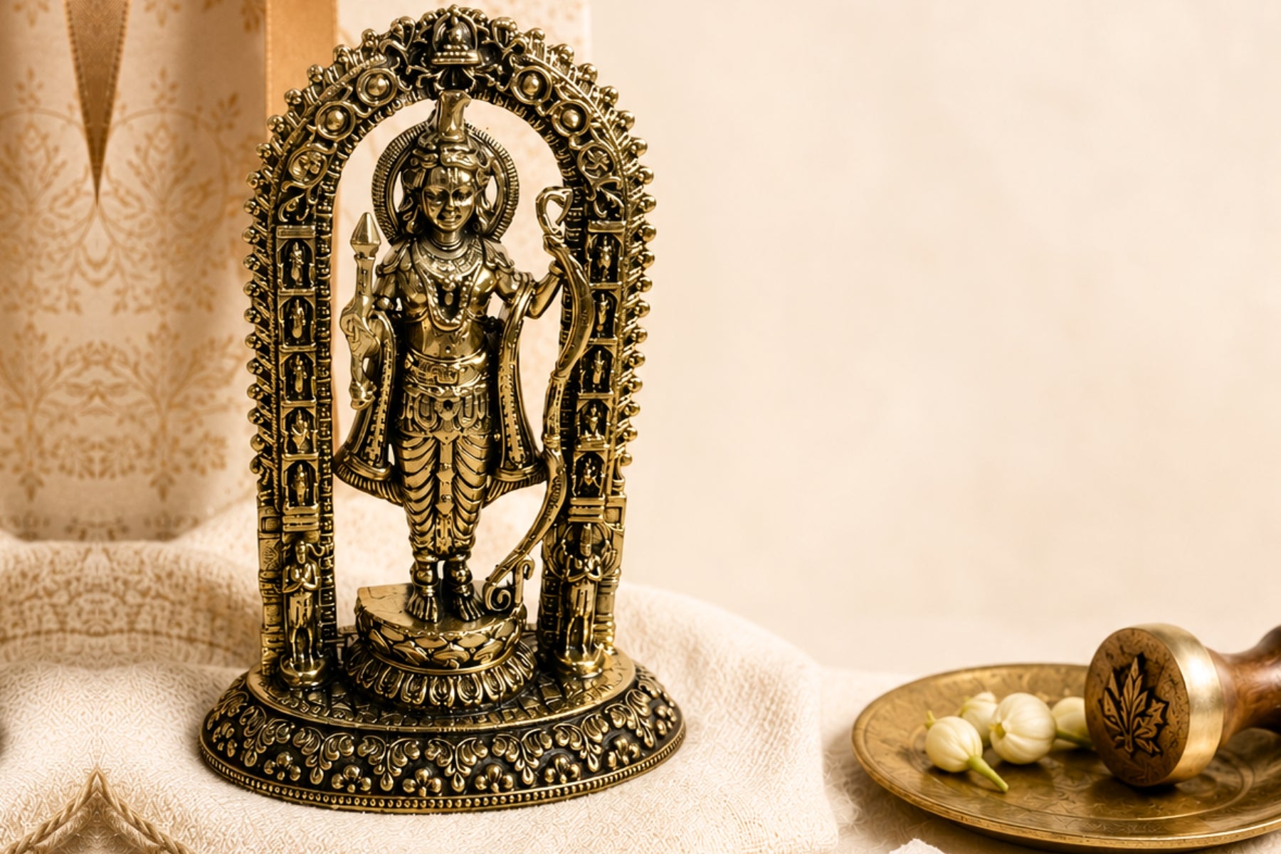 Brass Ram Lalla Idol – Antique Gold Finish (4.4 Inch)