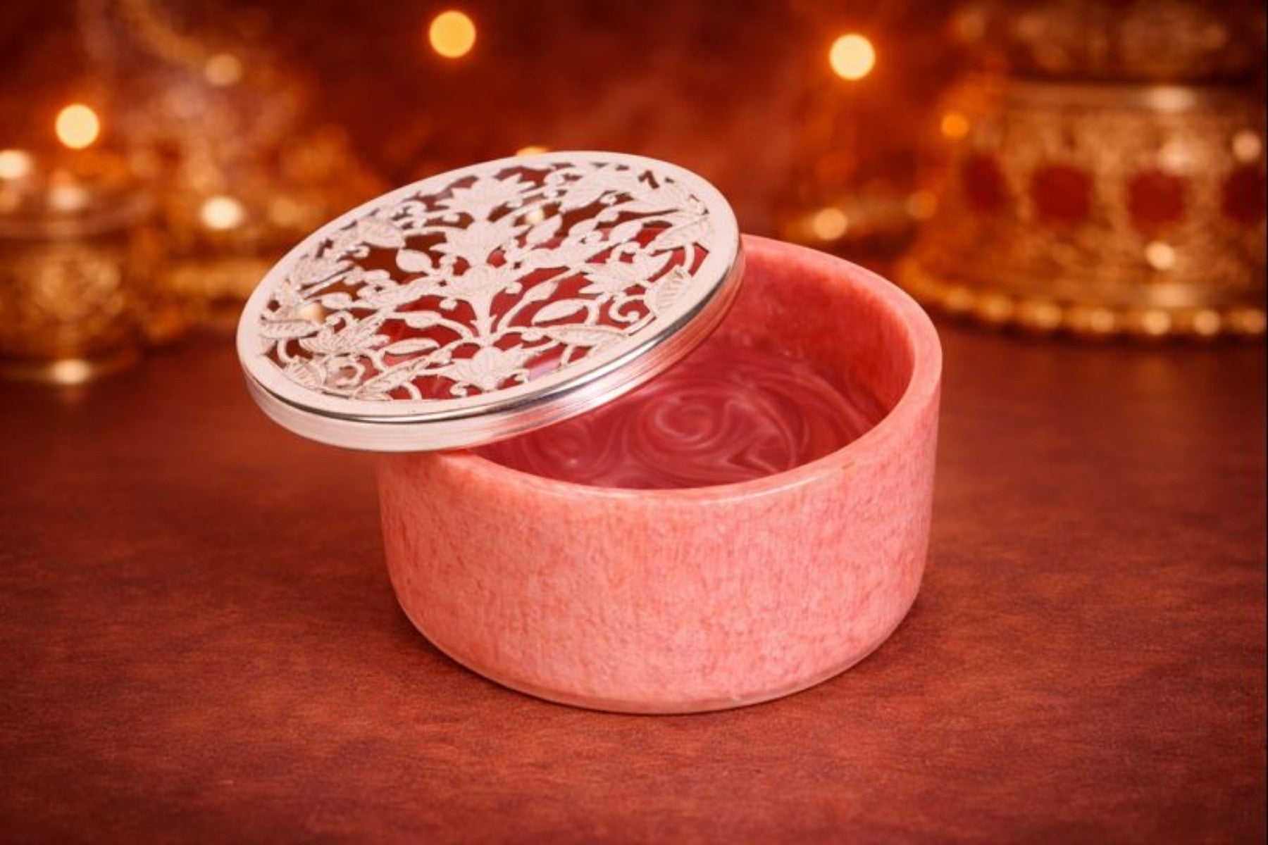 HANDCRAFTED RESIN JAR WITH INTRICATE SILVER LID FOR GIFTING & HOME DECOR