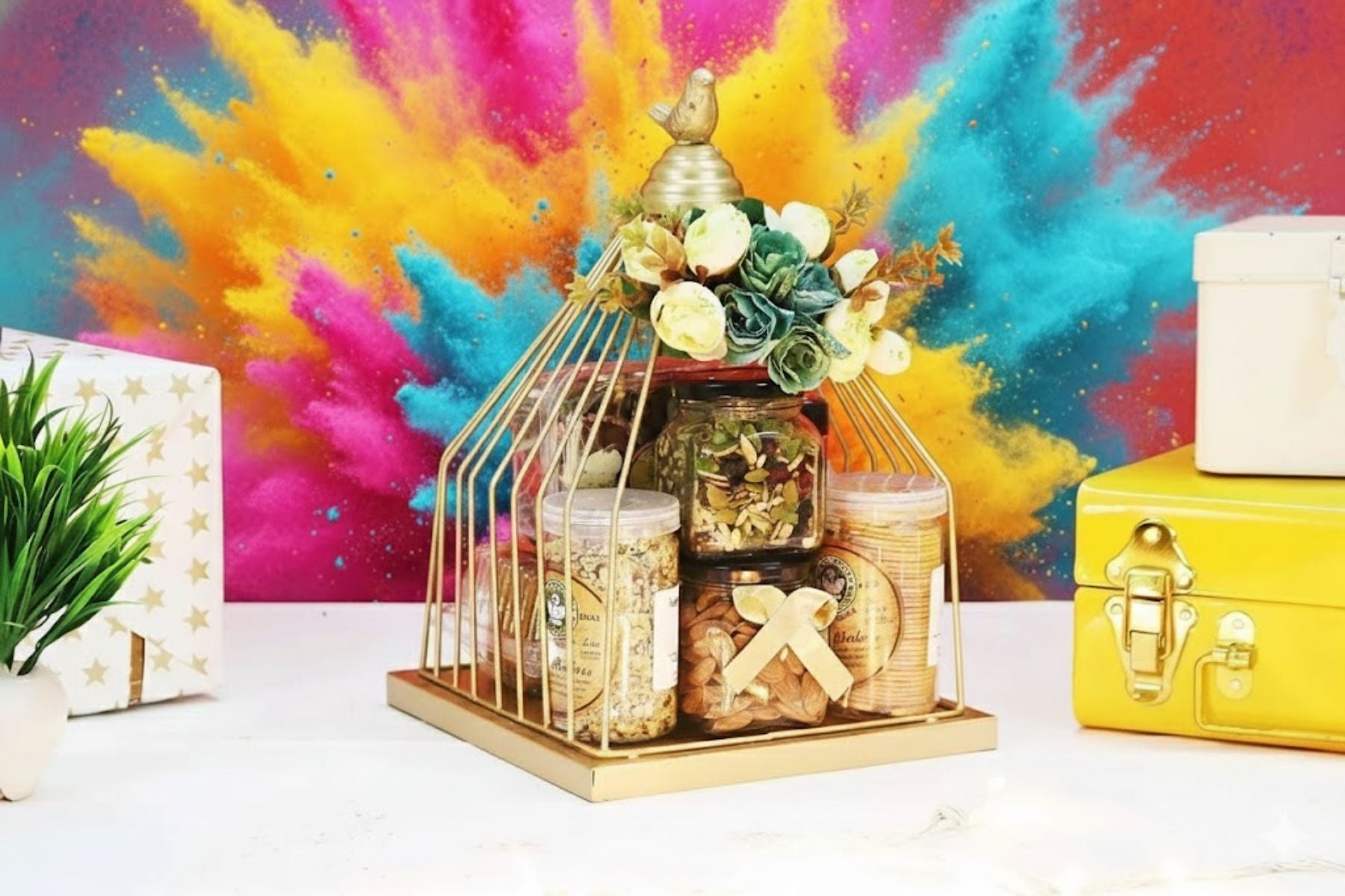 HUT HAMPER WITH BIRD
