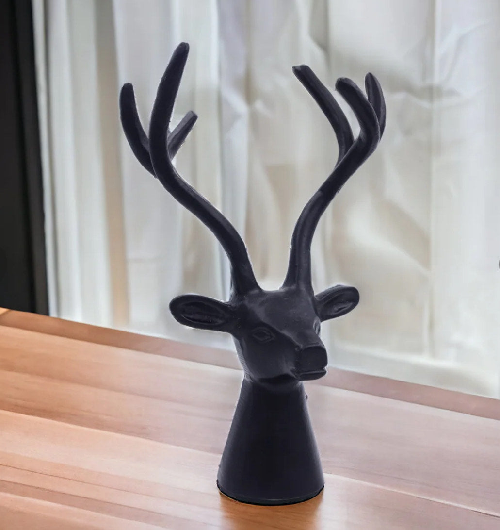Black Aluminium Deer Head Showpiece for Table Décor & Gifting