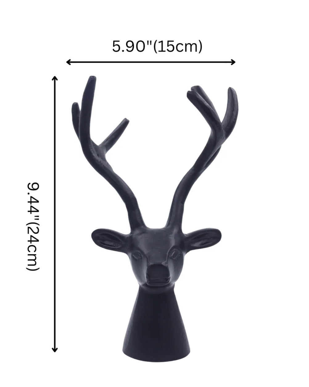 Black Aluminium Deer Head Showpiece for Table Décor & Gifting