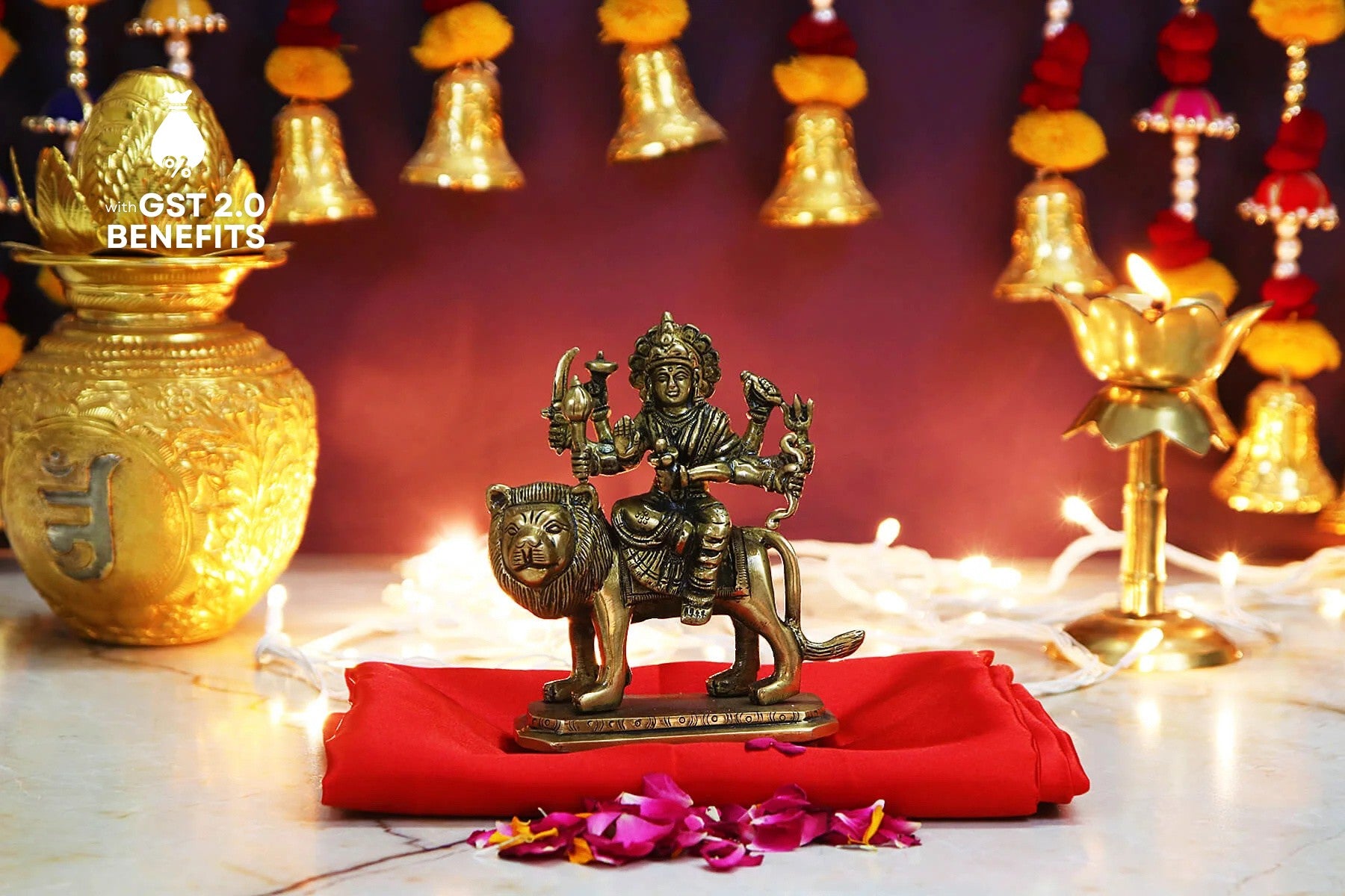 BRASS SUPERFINE DURGA MATA STATUE/IDOL 5.5inch