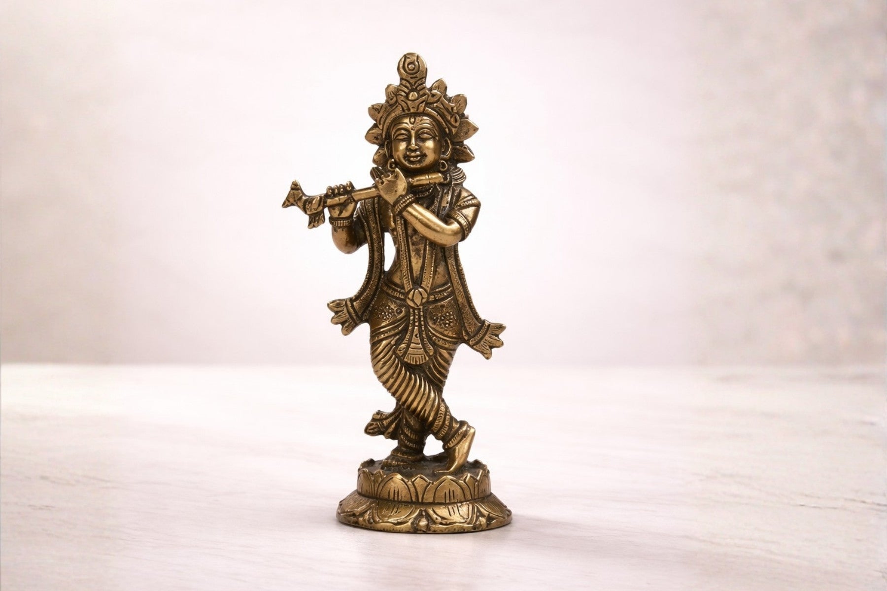 BRASS SUPERFINE KRISHNA JI FIGURINE/IDOL 5.5inch