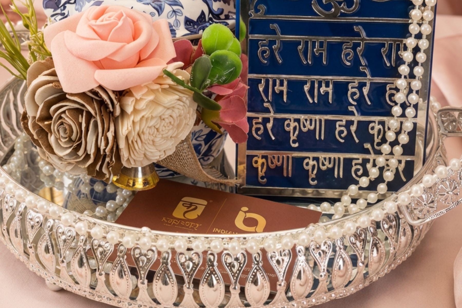 Boho Floral Luxury Hamper Set with Mantra Tealight & Mirror Tray