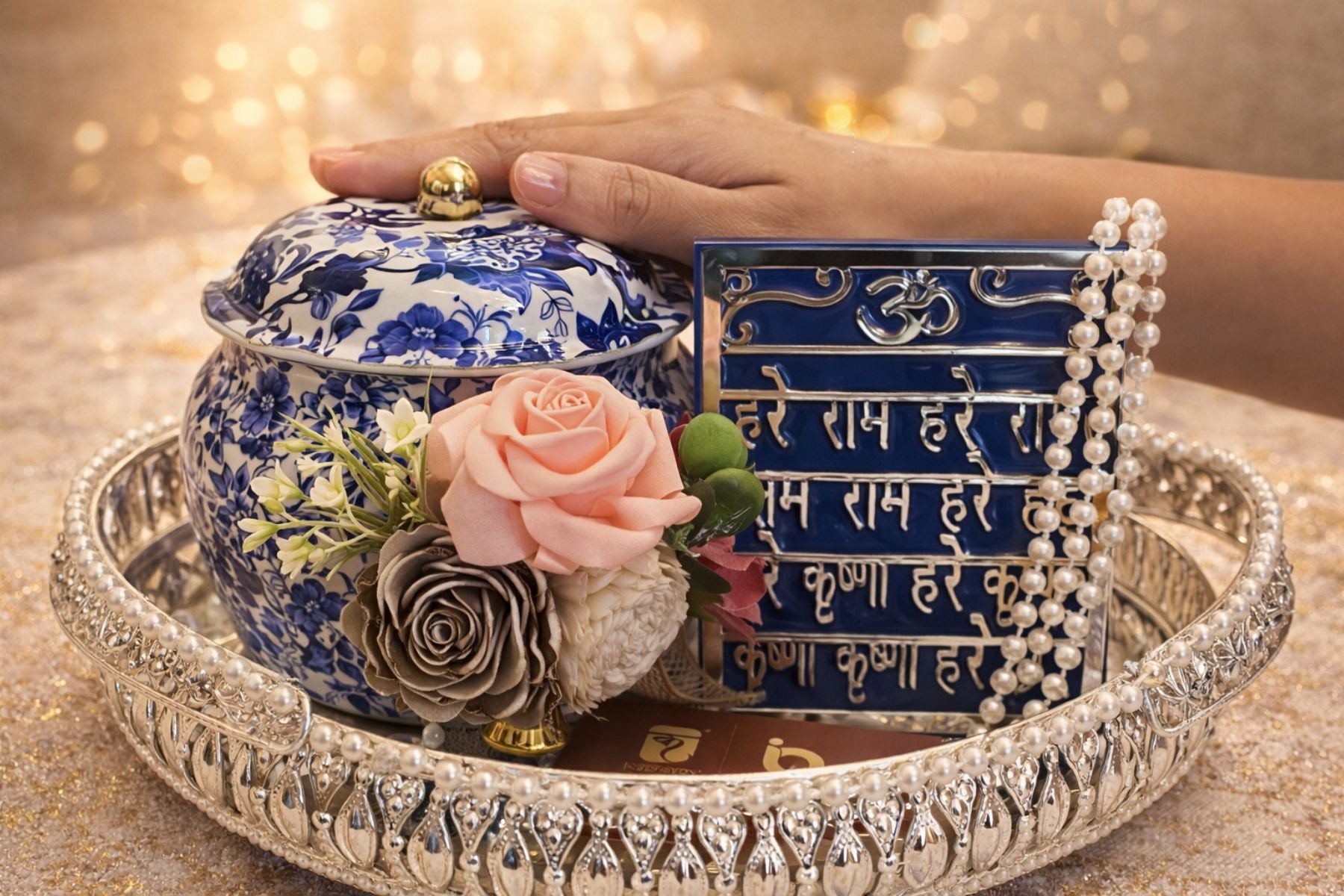 Boho Floral Luxury Hamper Set with Mantra Tealight & Mirror Tray