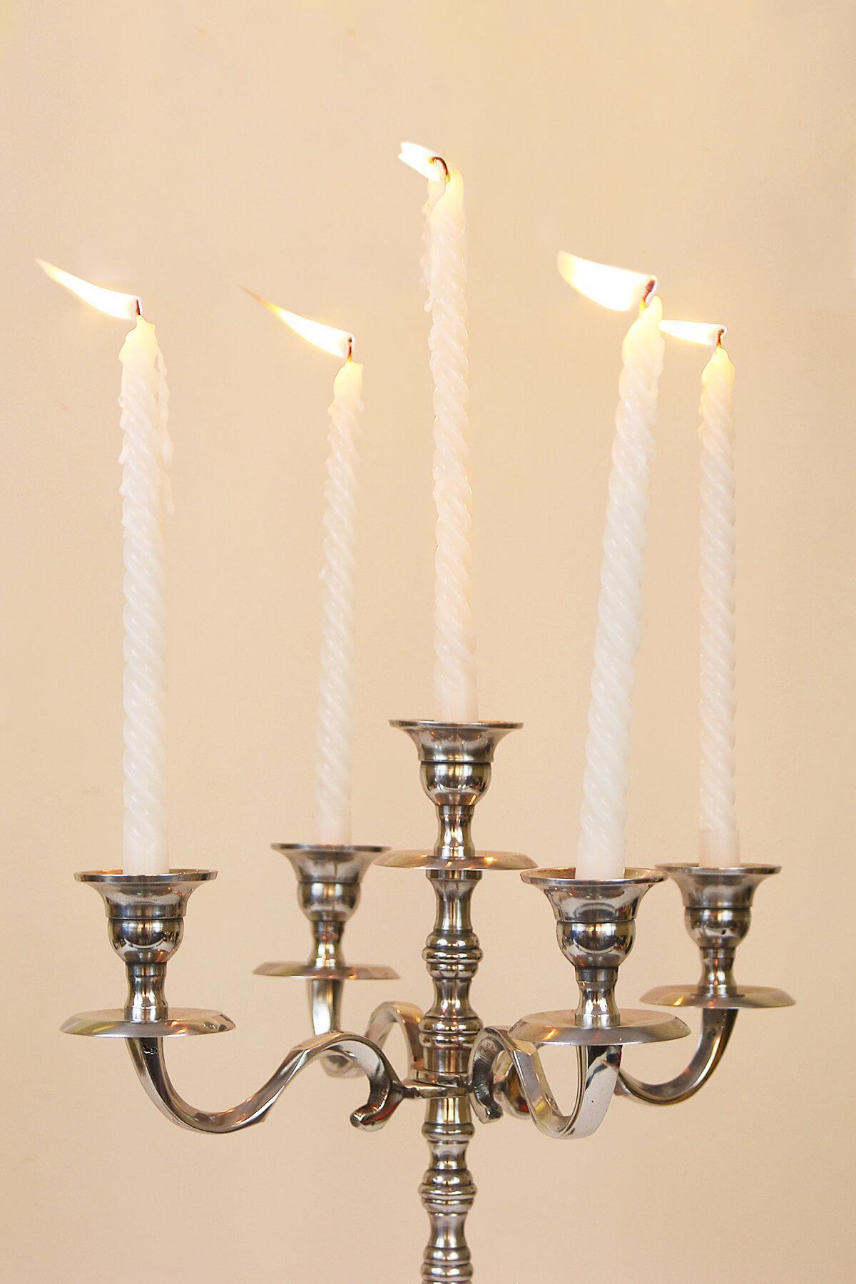 5 ARMS CANDLE STAND/ CANDELABRA IN SILVER for DECOR & GIFTING