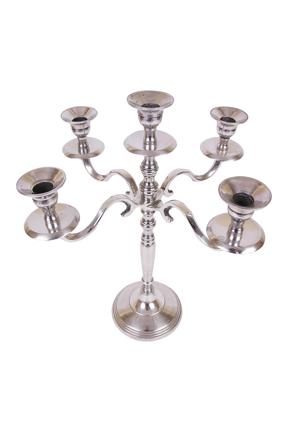 5 ARMS CANDLE STAND/ CANDELABRA IN SILVER for DECOR & GIFTING