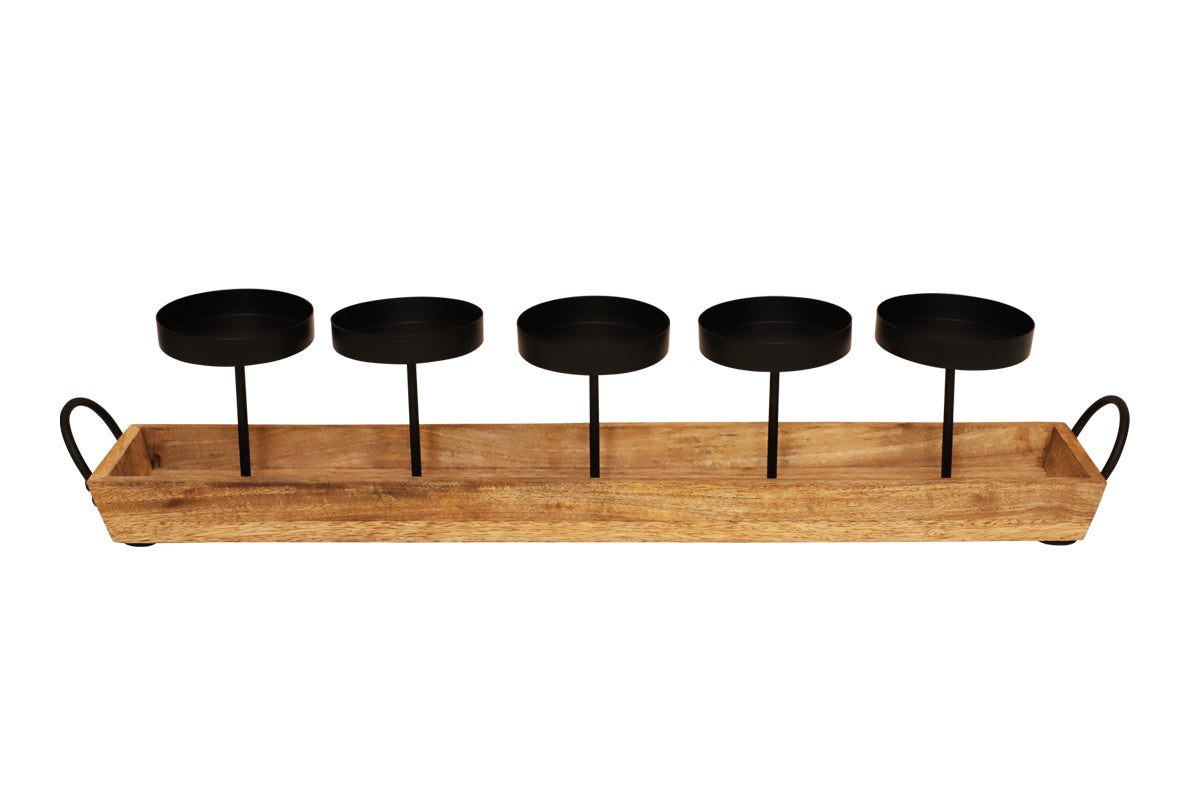 WOODEN BASE CANDLE HOLDER