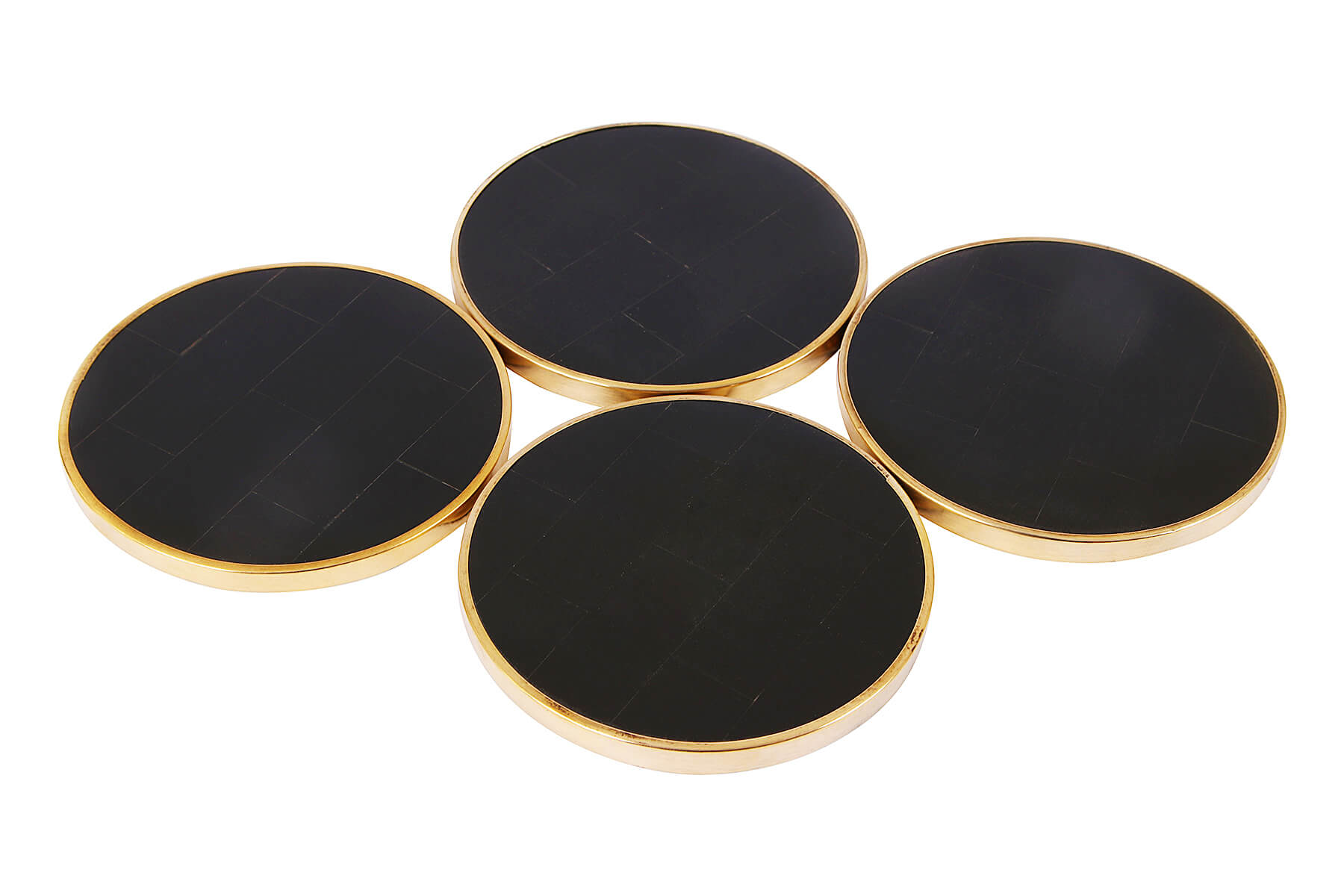 Resin Black Coasters with Golden Border – Set of 4