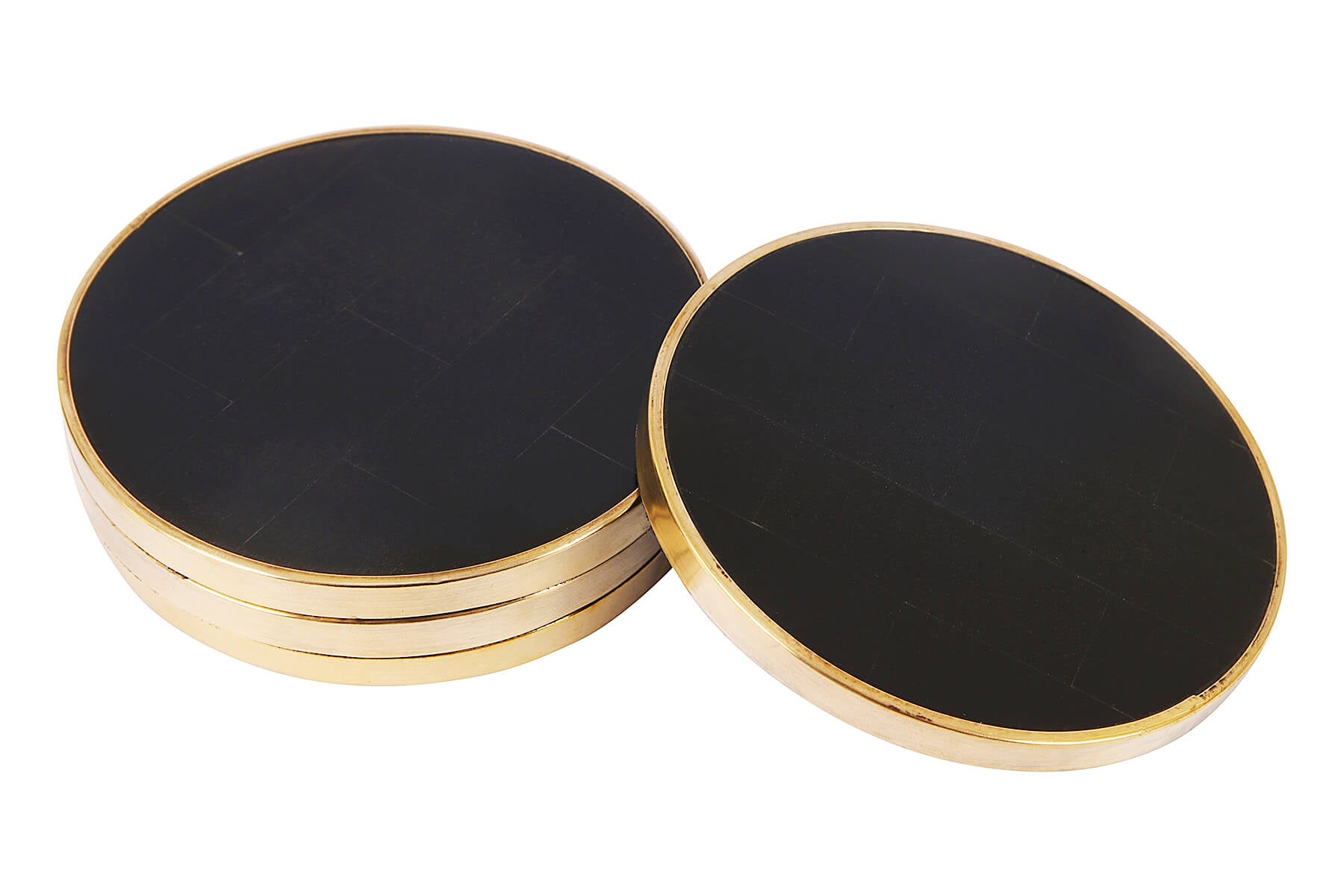 Resin Black Coasters with Golden Border – Set of 4
