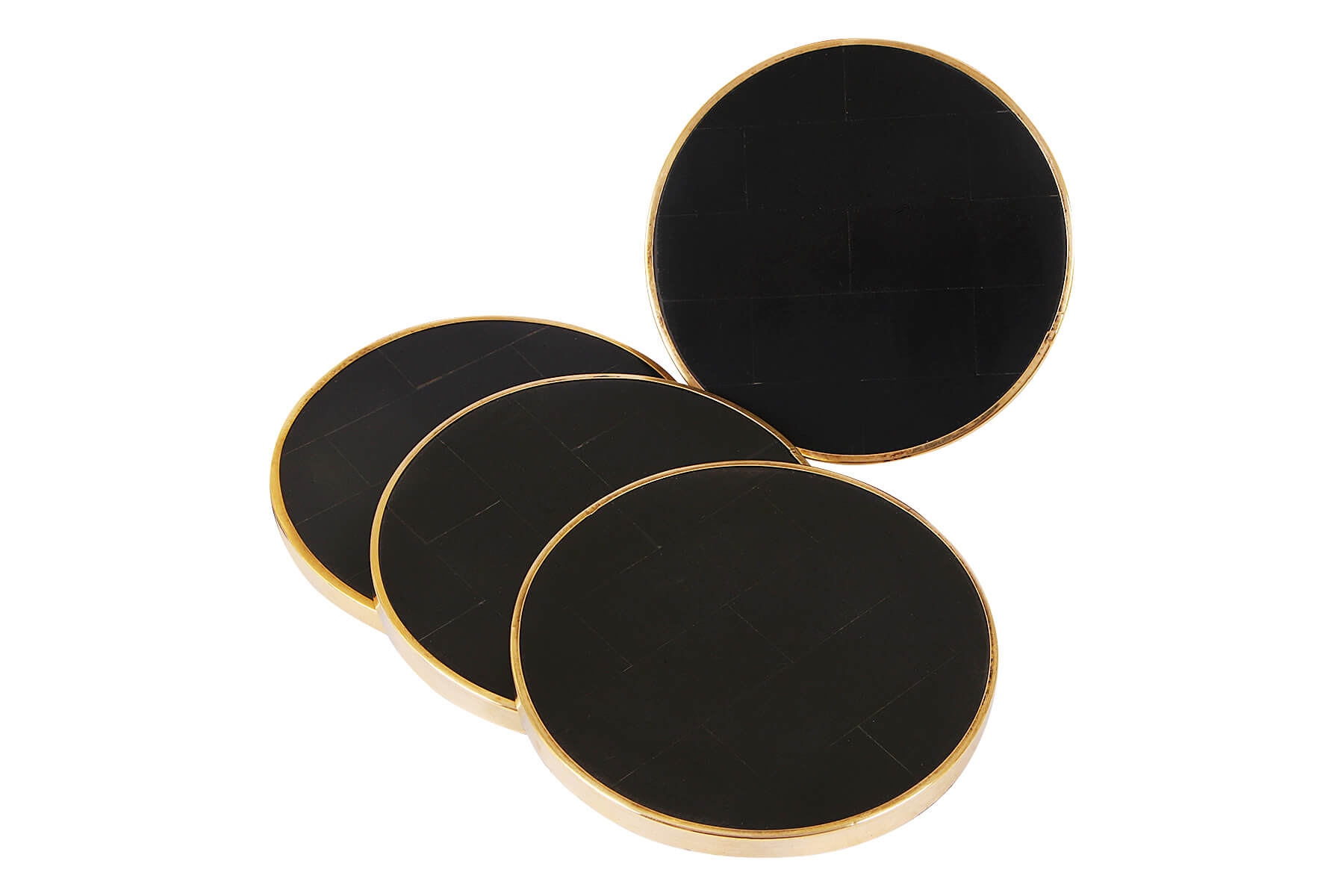 Resin Black Coasters with Golden Border – Set of 4