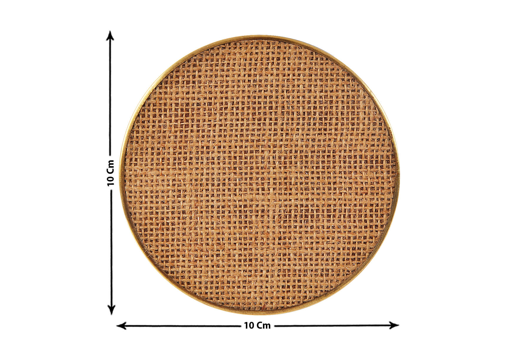 WOODEN COASTERS SET OF 4 WITH GOLDEN BORDER/ MESH JUTE DETAILING