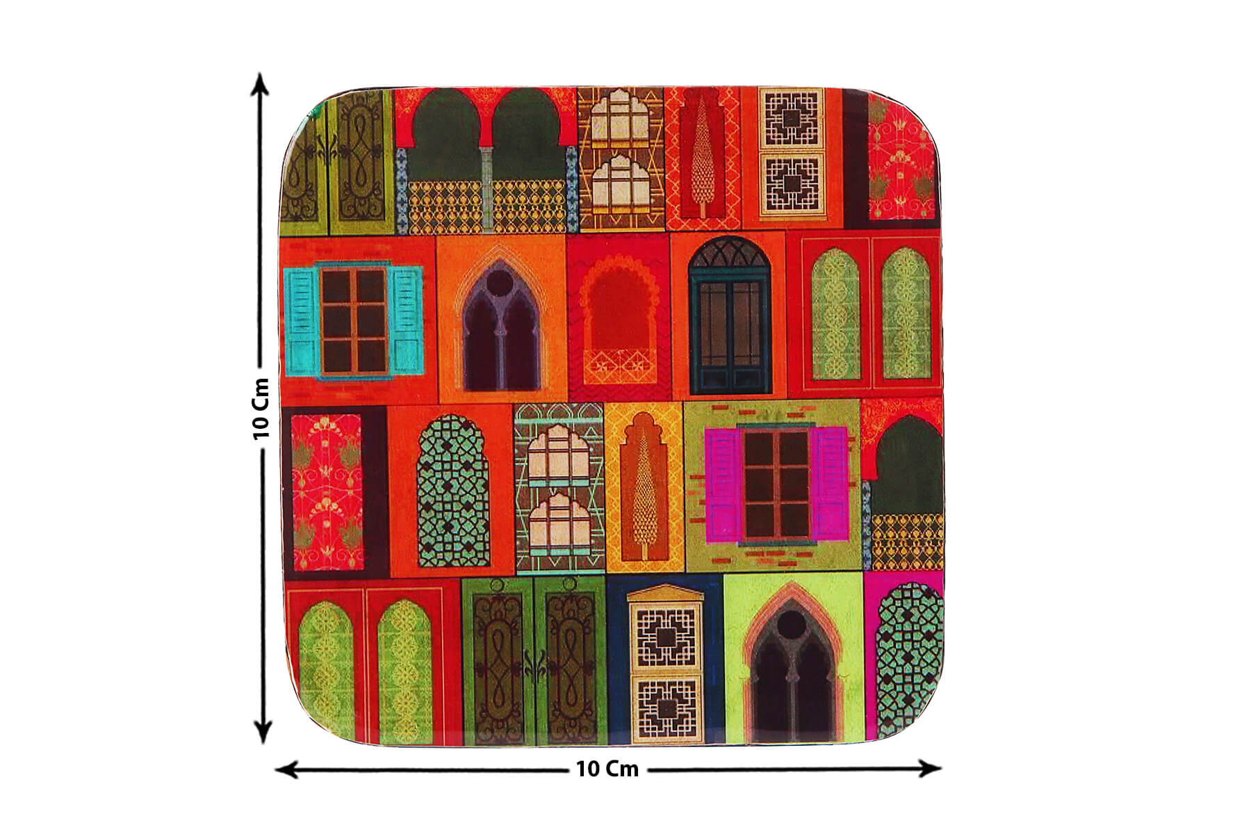 WOODEN COASTERS SET OF 4/ MUGHAL DOORS PRINT