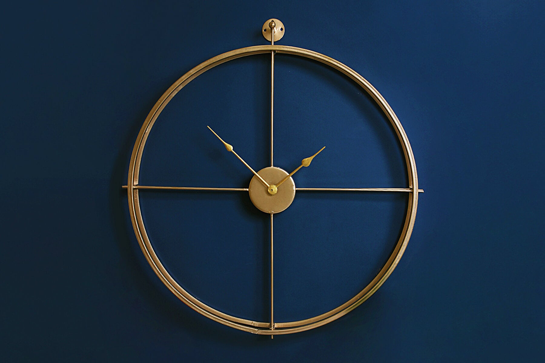 GOLDEN METAL DOUBLE RIM LARGE SIZE WALL CLOCK