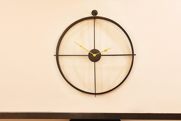 Modern Black Double Rim Metal Wall Clock