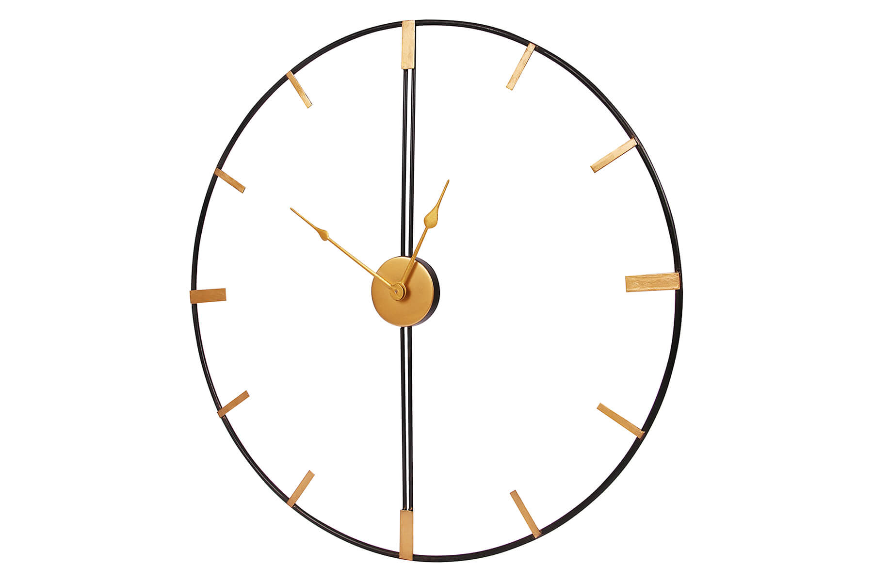 BLACK FRAME WALL CLOCK WITH GOLDEN MARKINGS