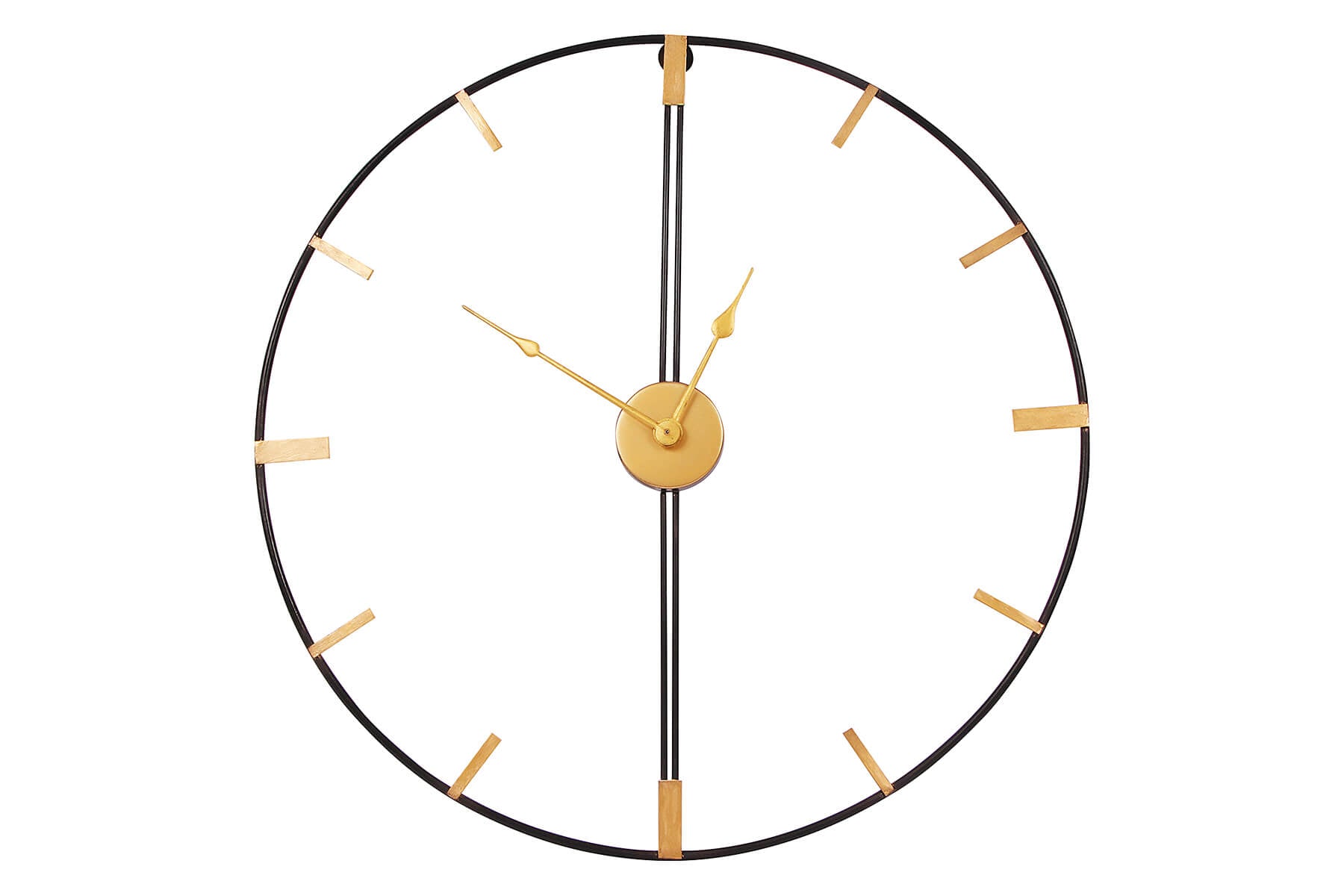 BLACK FRAME WALL CLOCK WITH GOLDEN MARKINGS