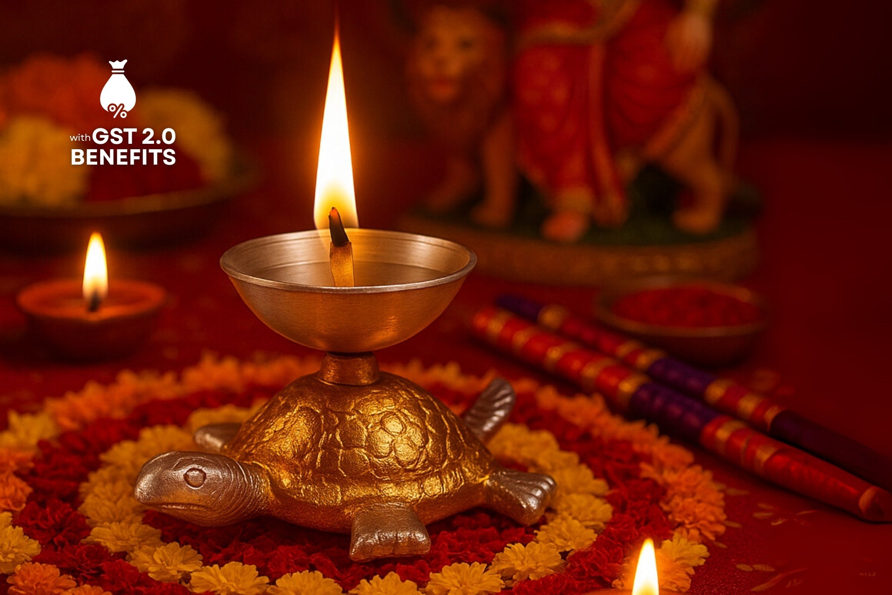 Luxury Metal Tortoise Diya (Kachhua Deepak) for Pooja, Diwali Gifting & Vaastu Decor