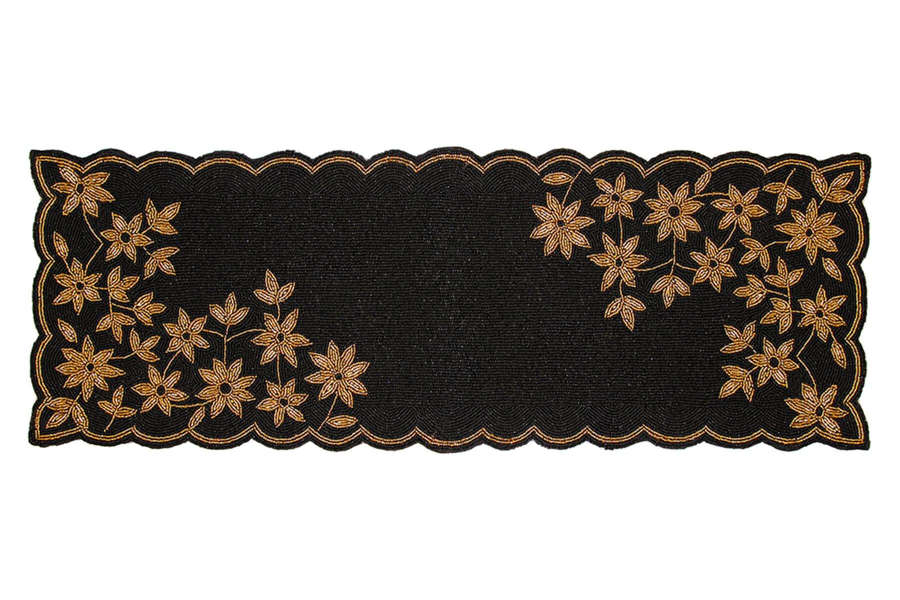HANDMADE BEADED BLACK RUNNER 88cm