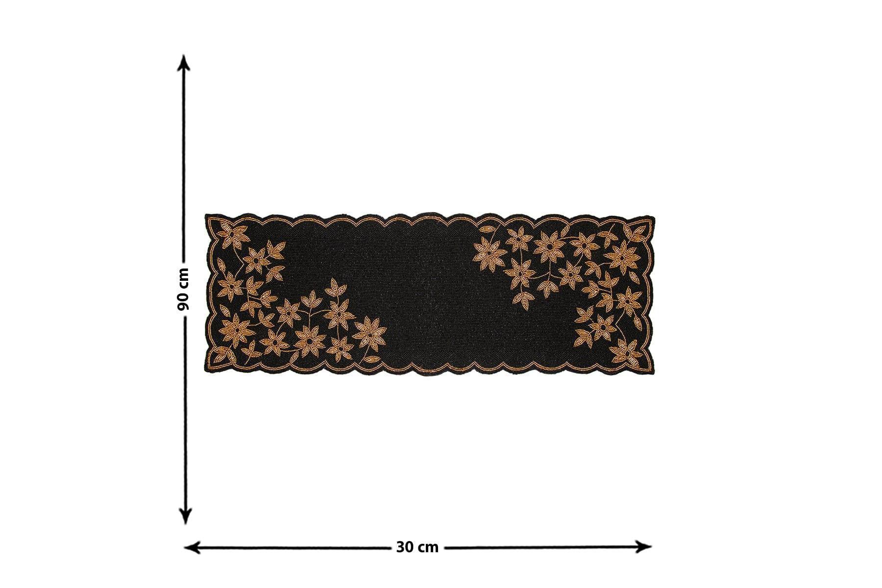 HANDMADE BEADED BLACK RUNNER 88cm