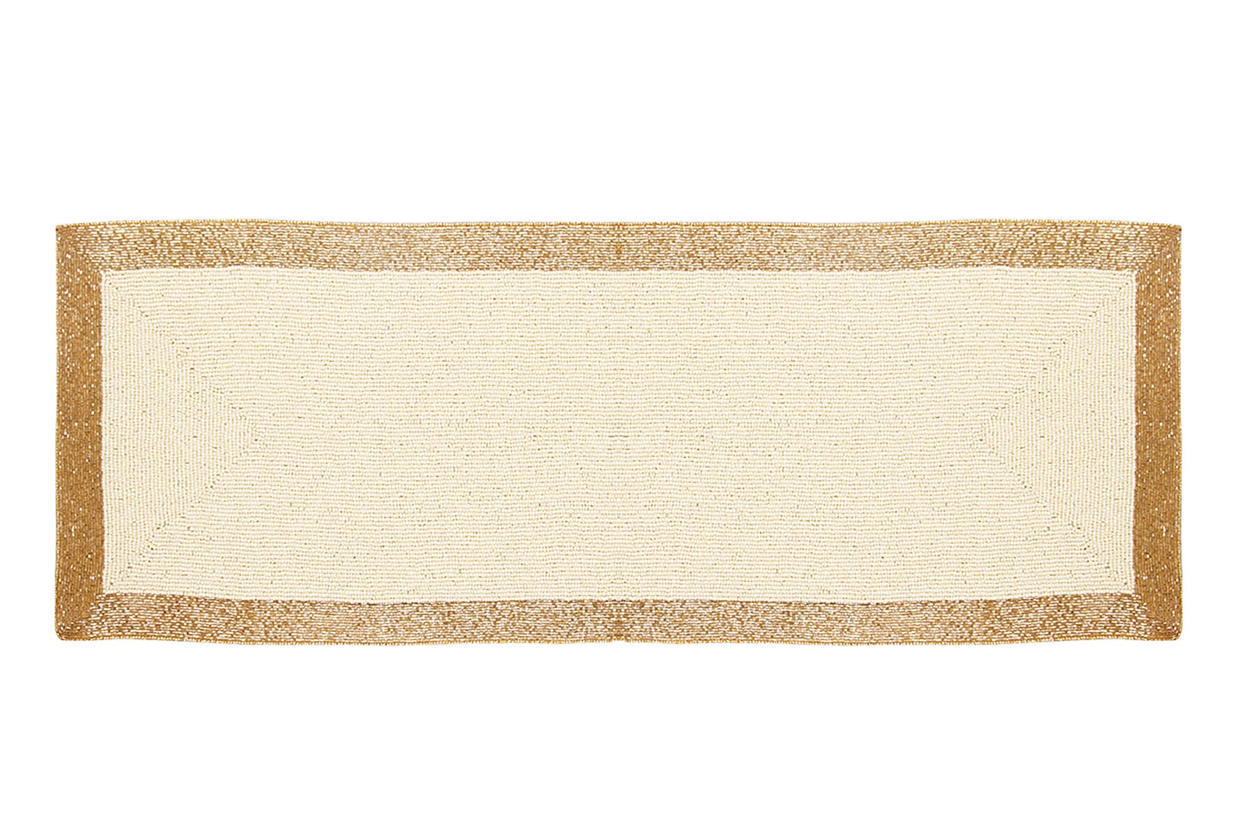 HANDMADE BEADED IVORY RUNNER WITH GOLDEN BORDER 90cm