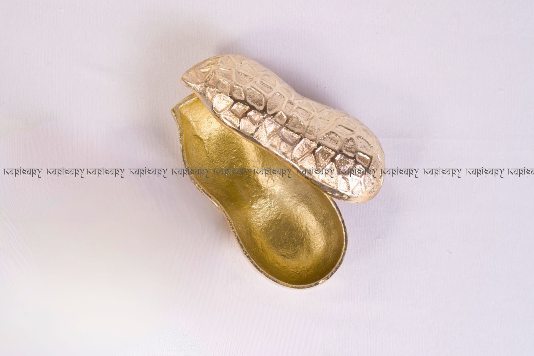 KALAYA Dry Fruit Gifting and Serving Platter | Golden Peanut Jar with Lid in Metal