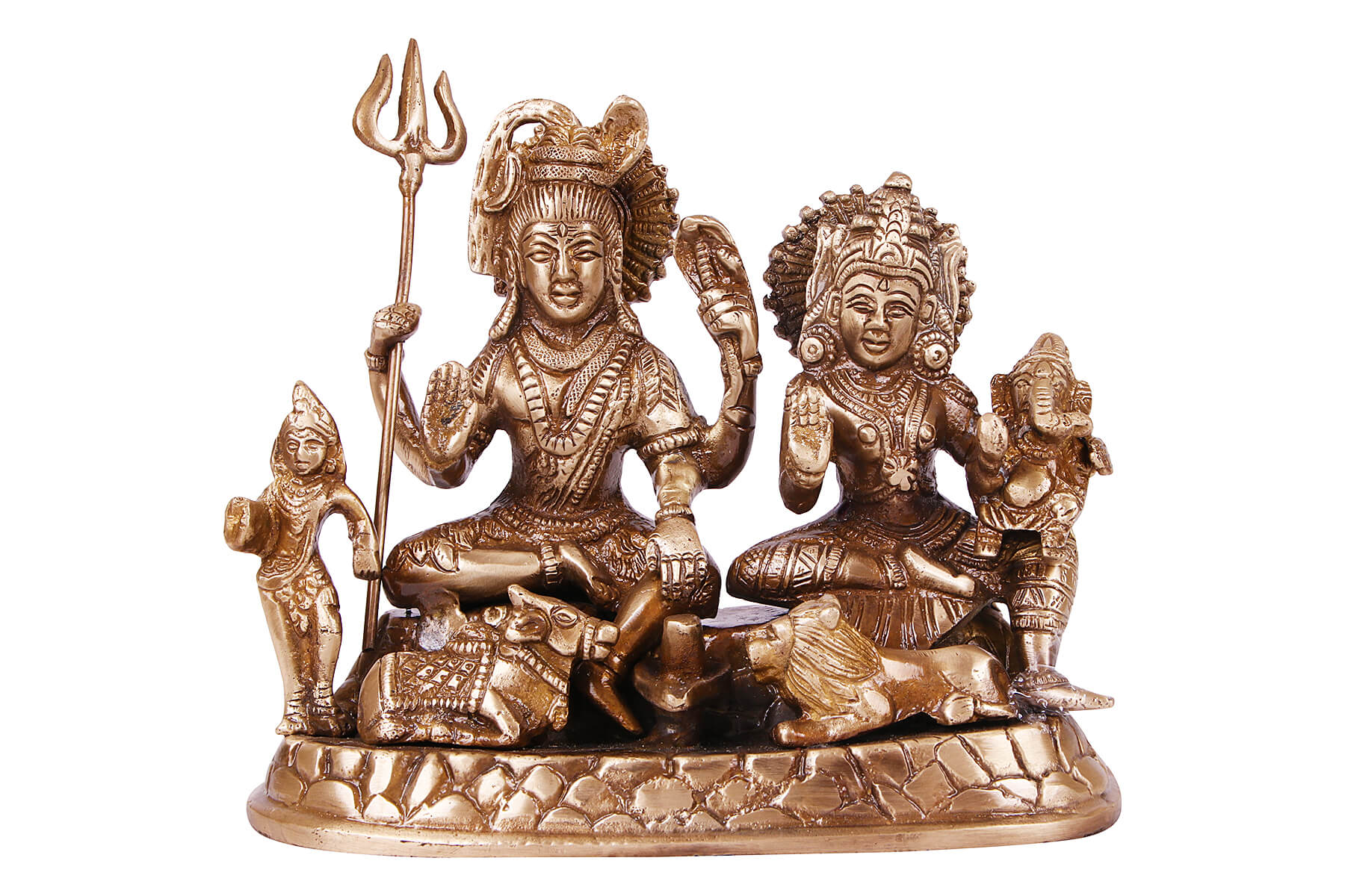 BRASS SUPERFINE ANTIQUE SHIV PARIVAAR MOORTI/IDOL/STATUE 7 INCH