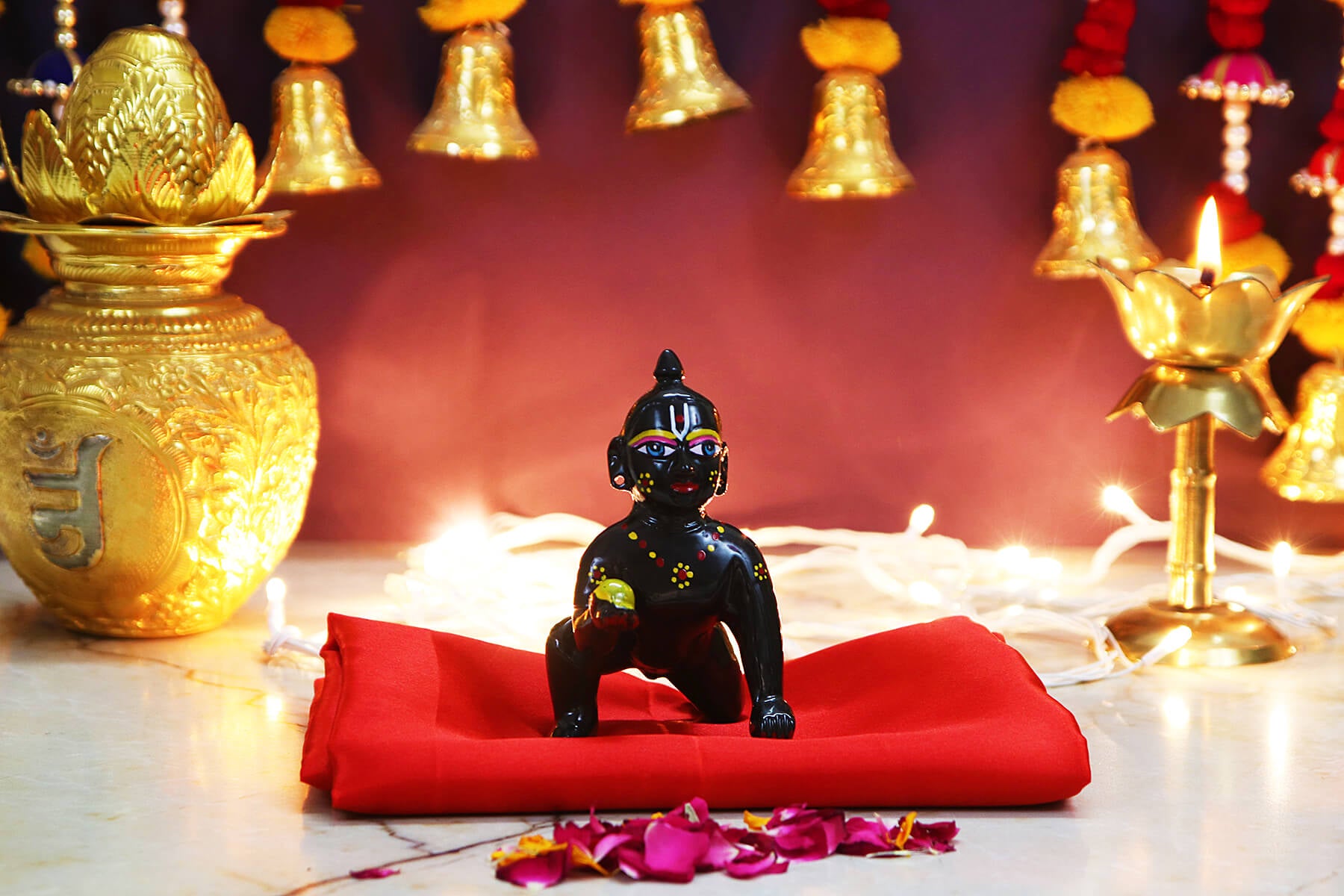 BRASS LADDOO GOPAL STATUE IN BLACK COLOUR 5 INCH