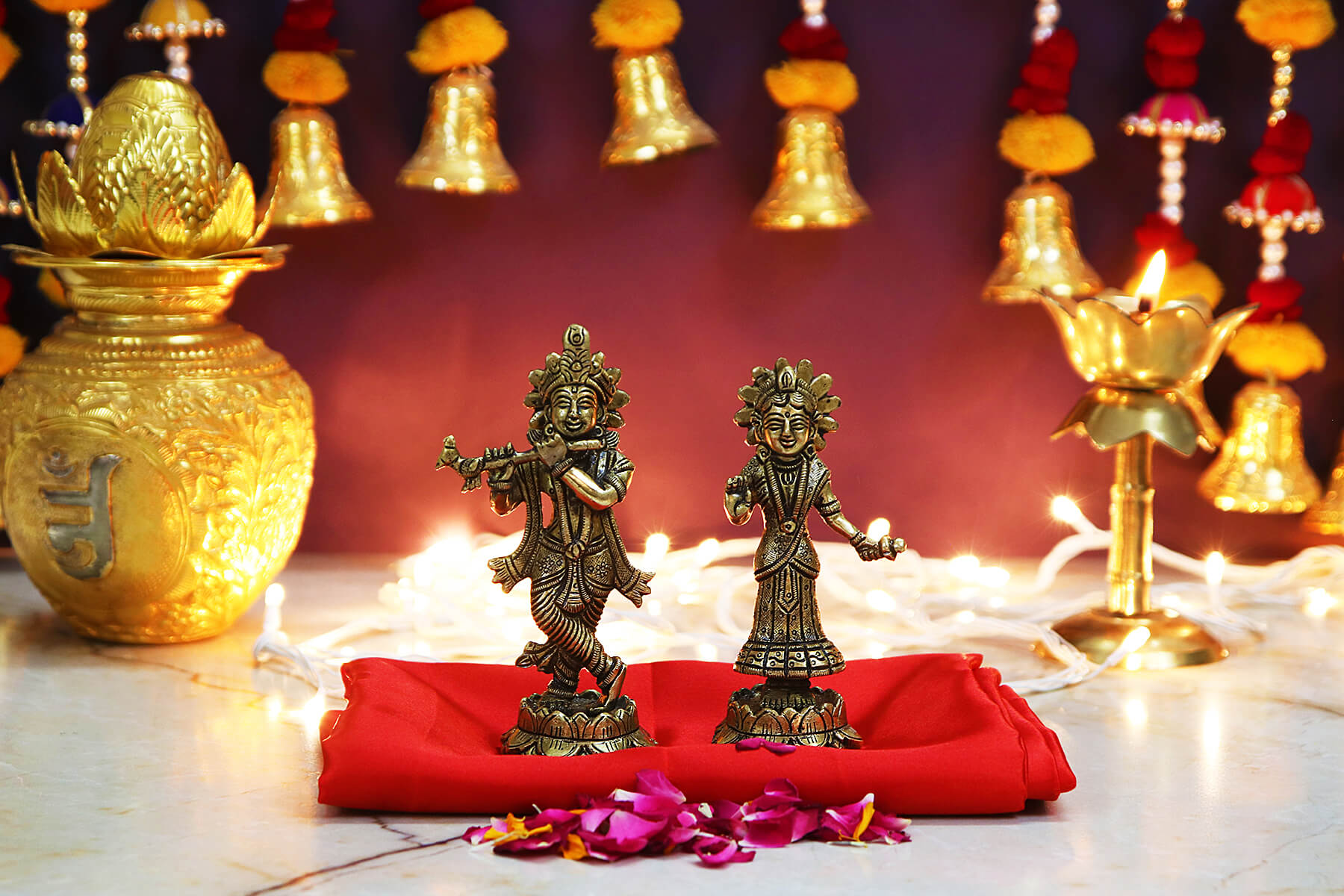 BRASS SUPERFINE RADHA KRISHNA IDOL/MOORTI/STATUE 5 INCH