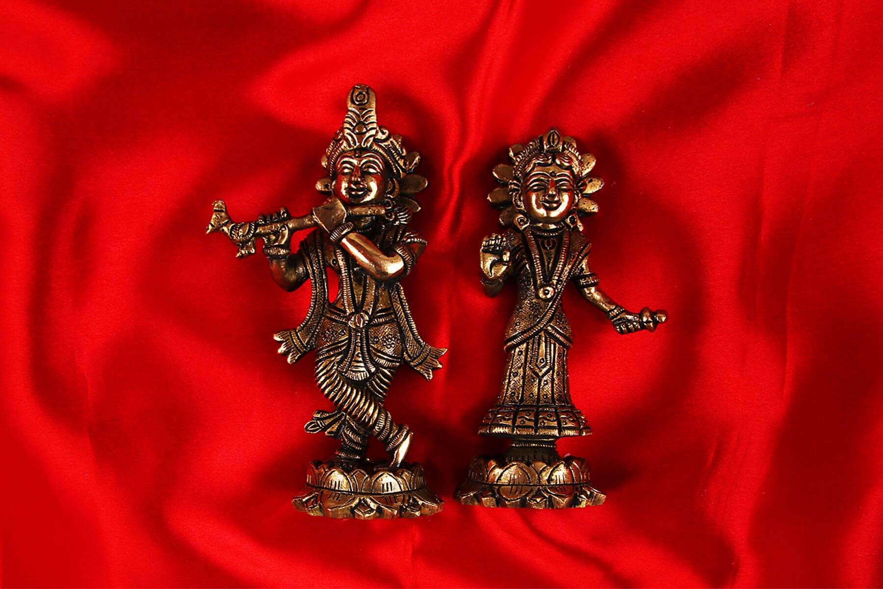 BRASS SUPERFINE RADHA KRISHNA IDOL/MOORTI/STATUE 5 INCH