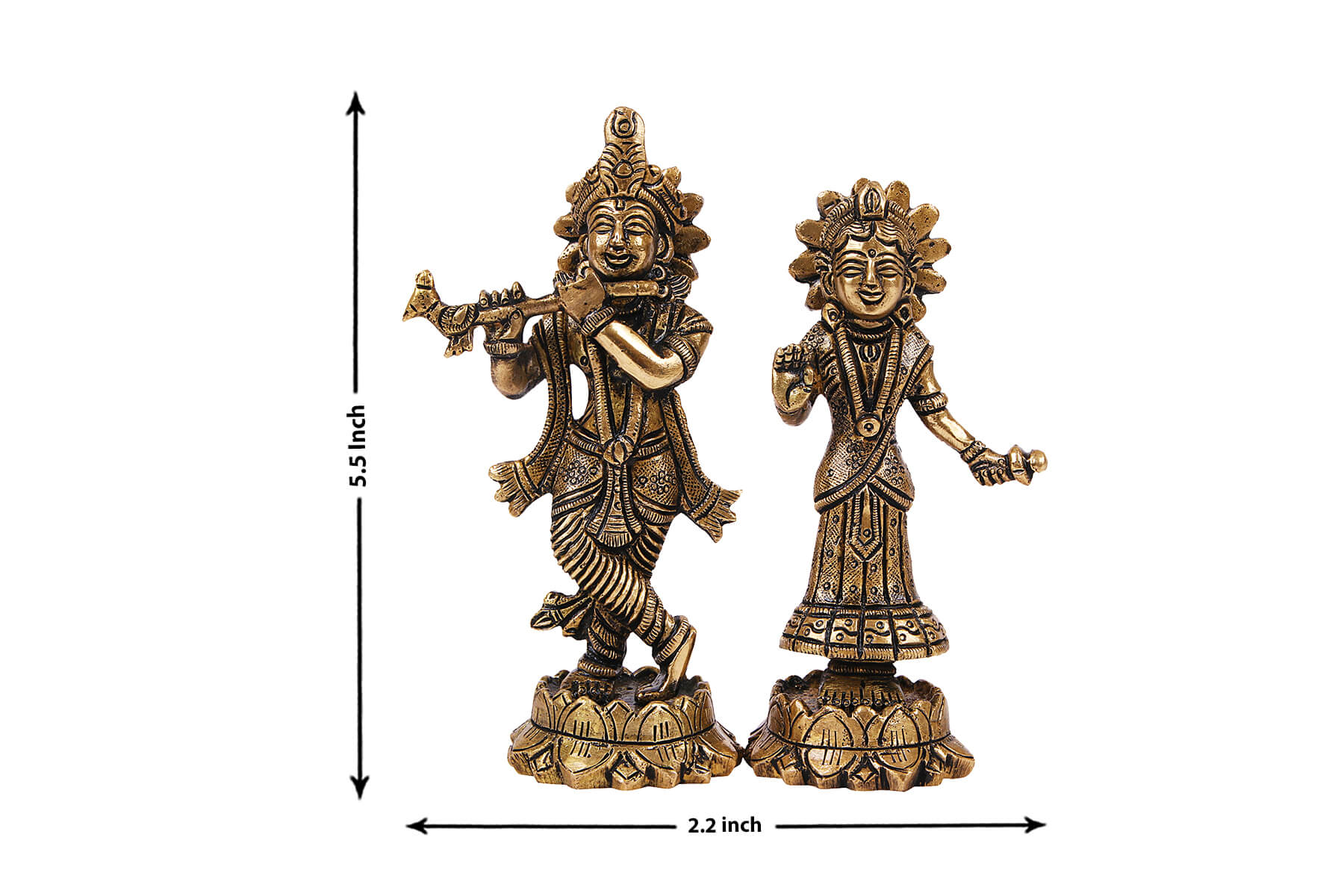 BRASS SUPERFINE RADHA KRISHNA IDOL/MOORTI/STATUE 5 INCH