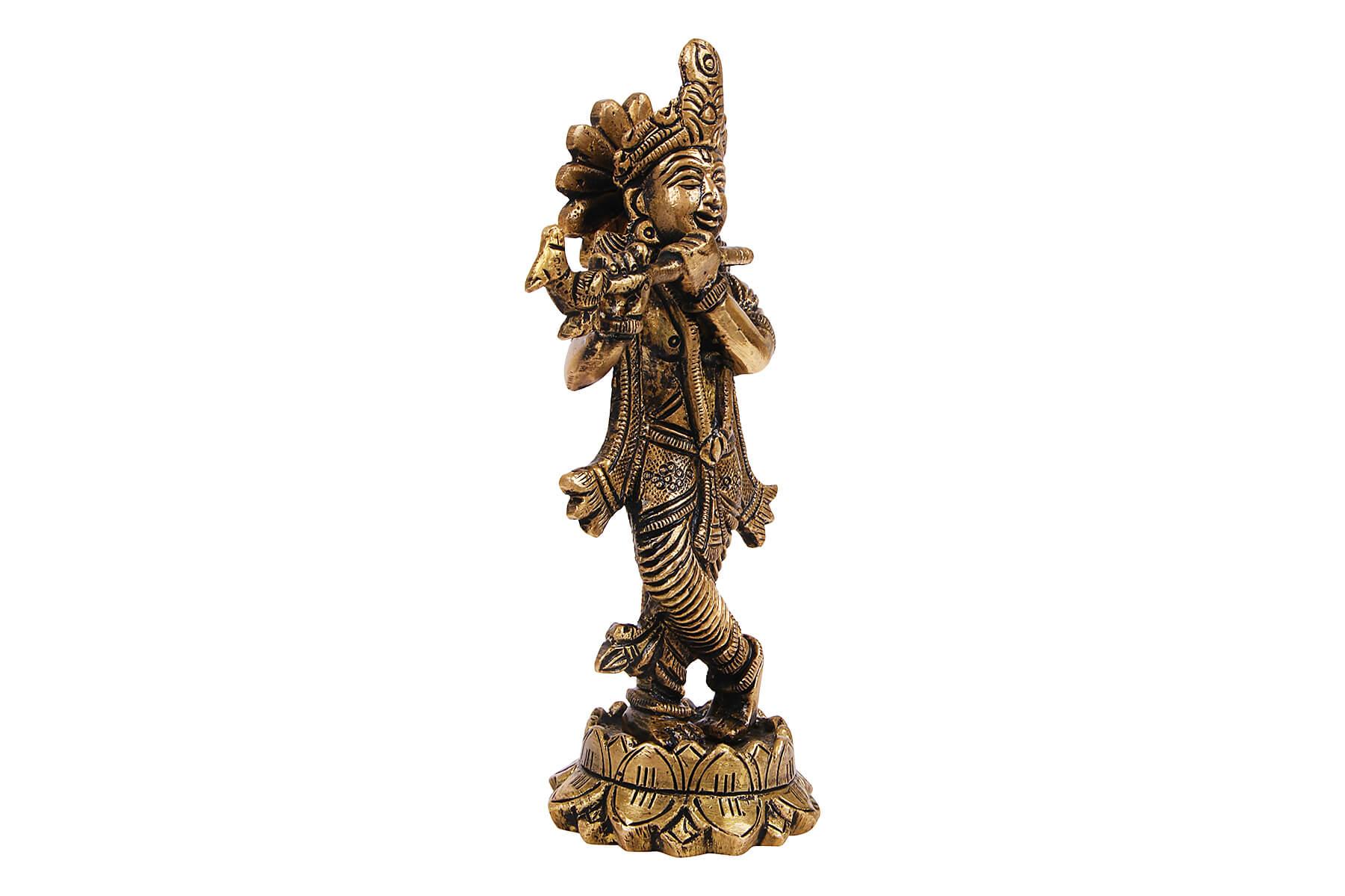 BRASS SUPERFINE KRISHNA JI FIGURINE/IDOL 5.5inch
