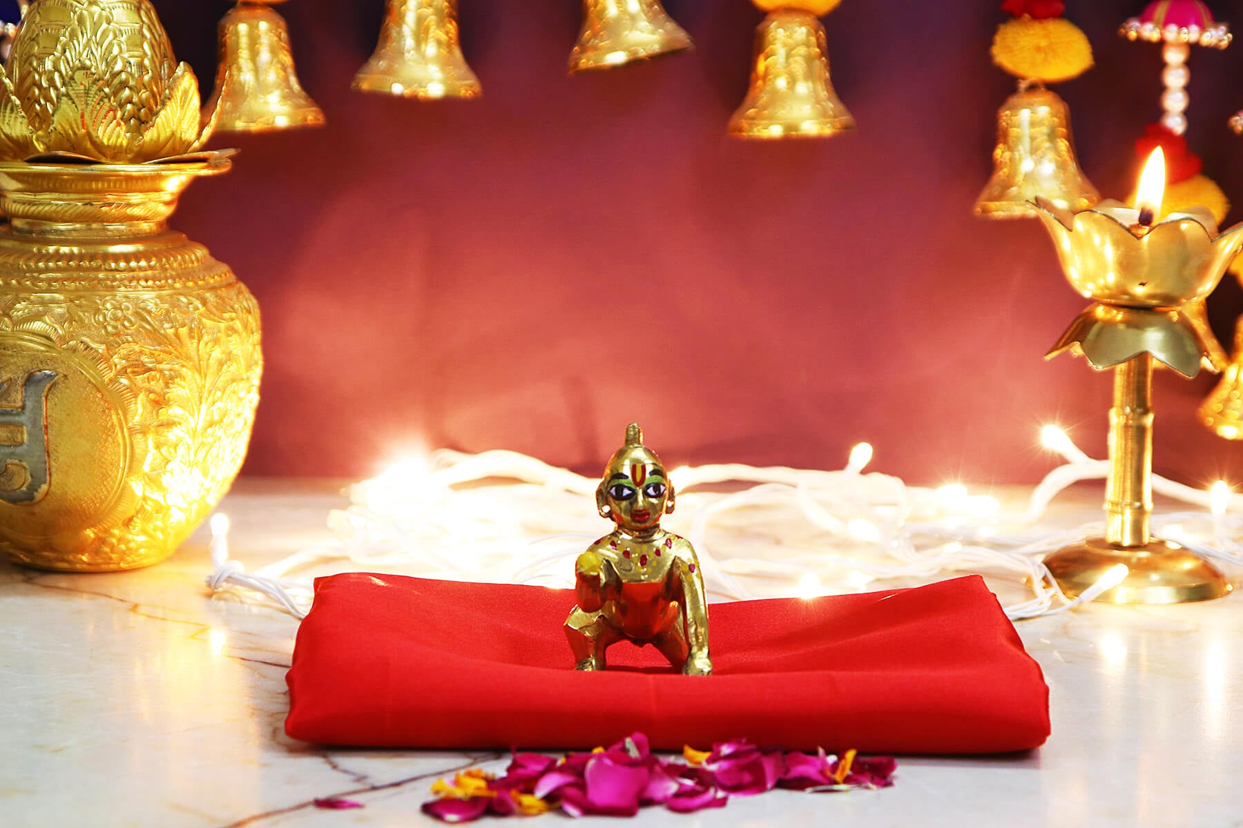 BRASS LADDOO GOPAL JI IDOL/FIGURINE/MOORTI 3inch