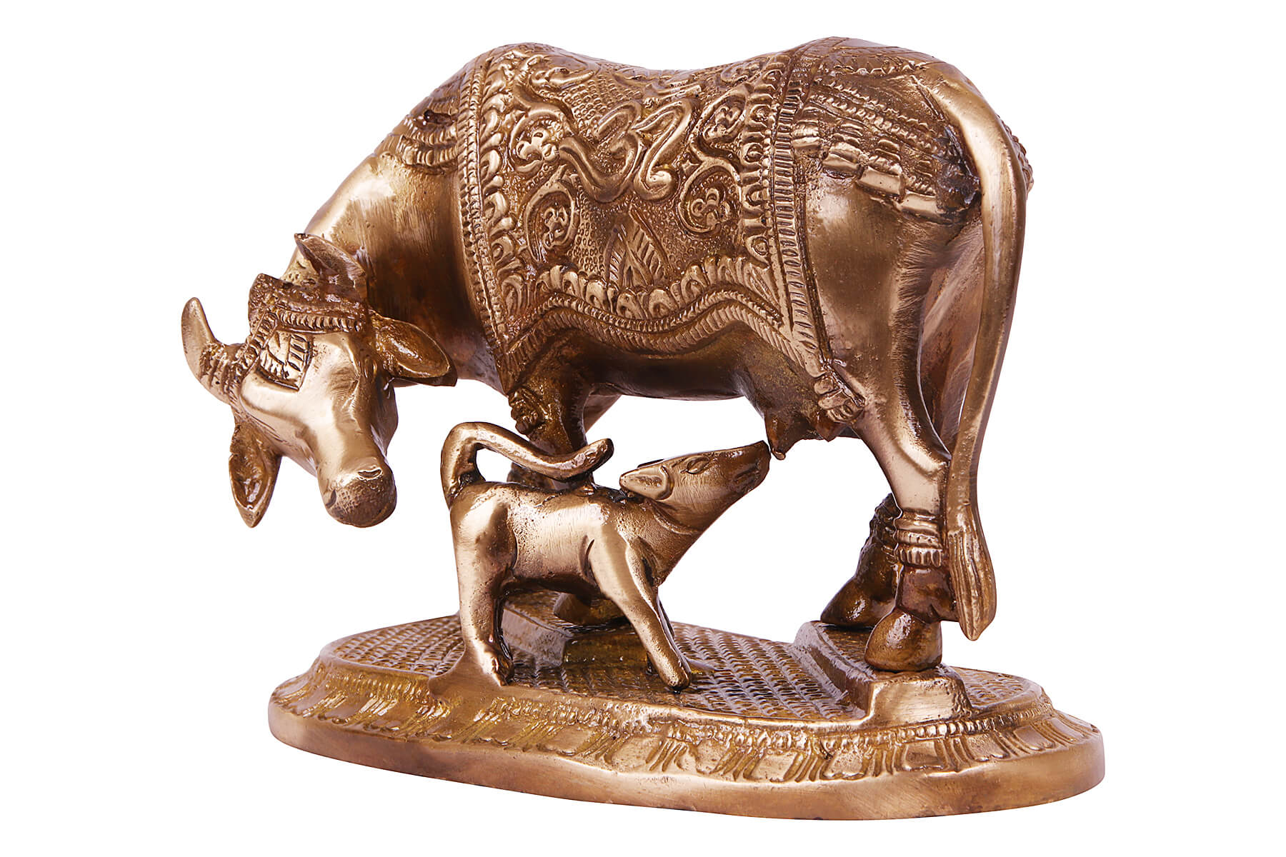 BRASS ANTIQUE GAU MATA FIGURINE/IDOL/SHOWPIECE 6 inch