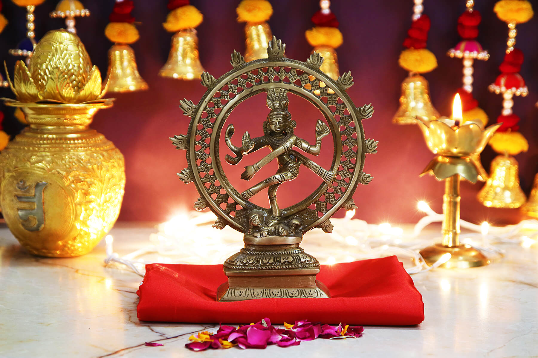 BRASS NATRAJA DANCING SHIVA FIGURINE/IDOL 8 inch