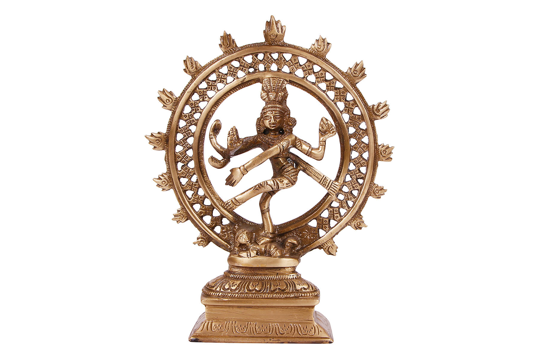 BRASS NATRAJA DANCING SHIVA FIGURINE/IDOL 8 inch