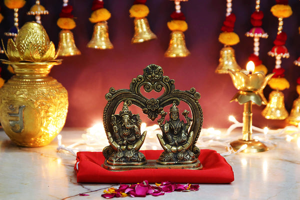 Brass Lakshmi Ganesh Idol Set for Pooja & Diwali