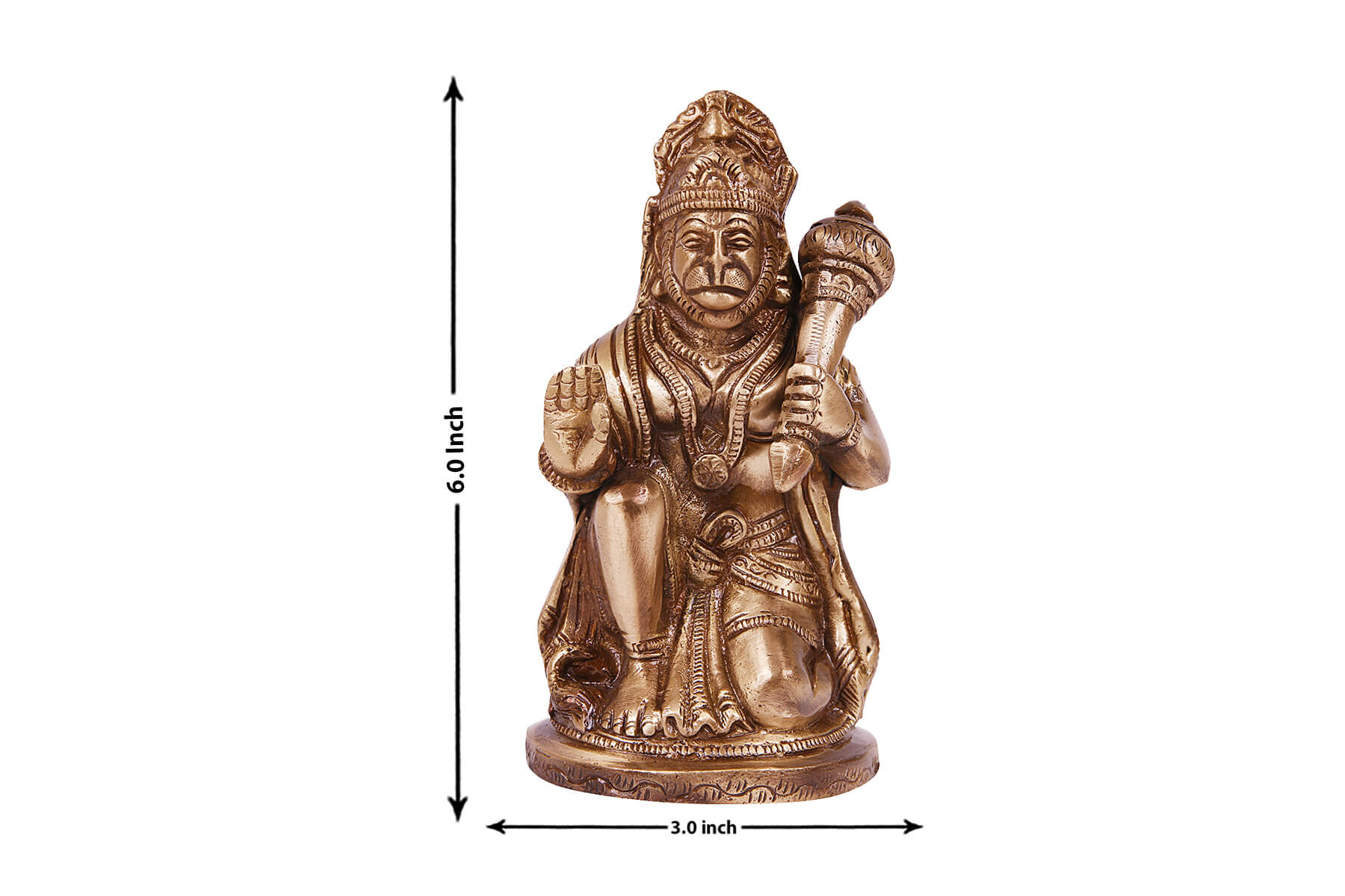Brass Lord Hanuman Idol for Pooja & Home Temple