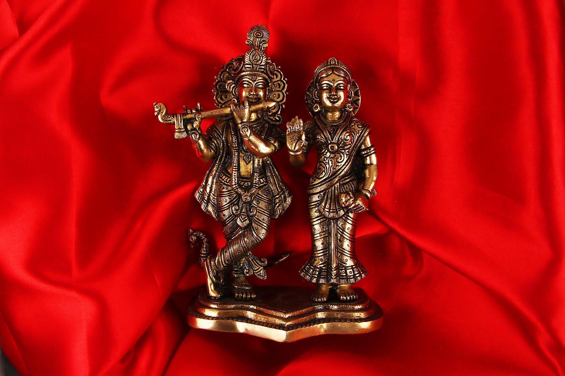 Brass Radha Krishna Idol for Pooja & Home Décor