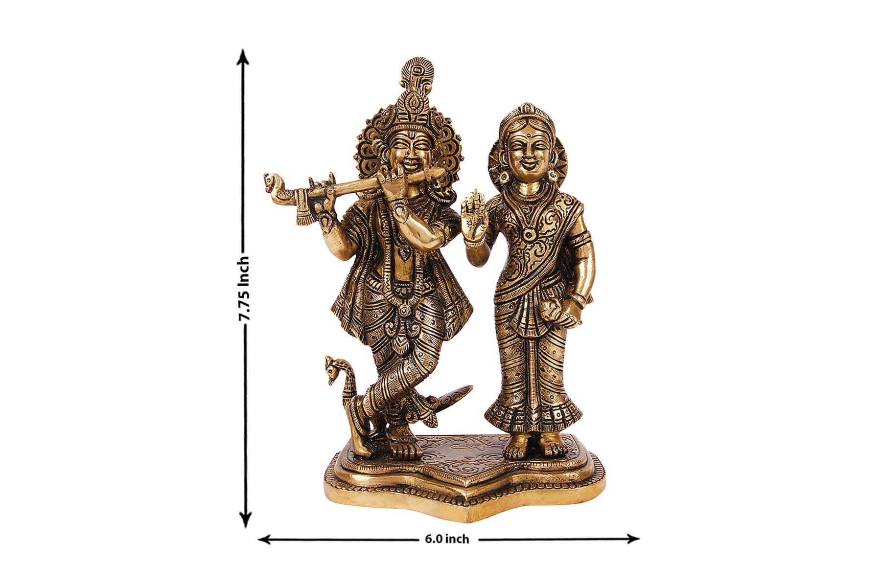 Brass Radha Krishna Idol for Pooja & Home Décor