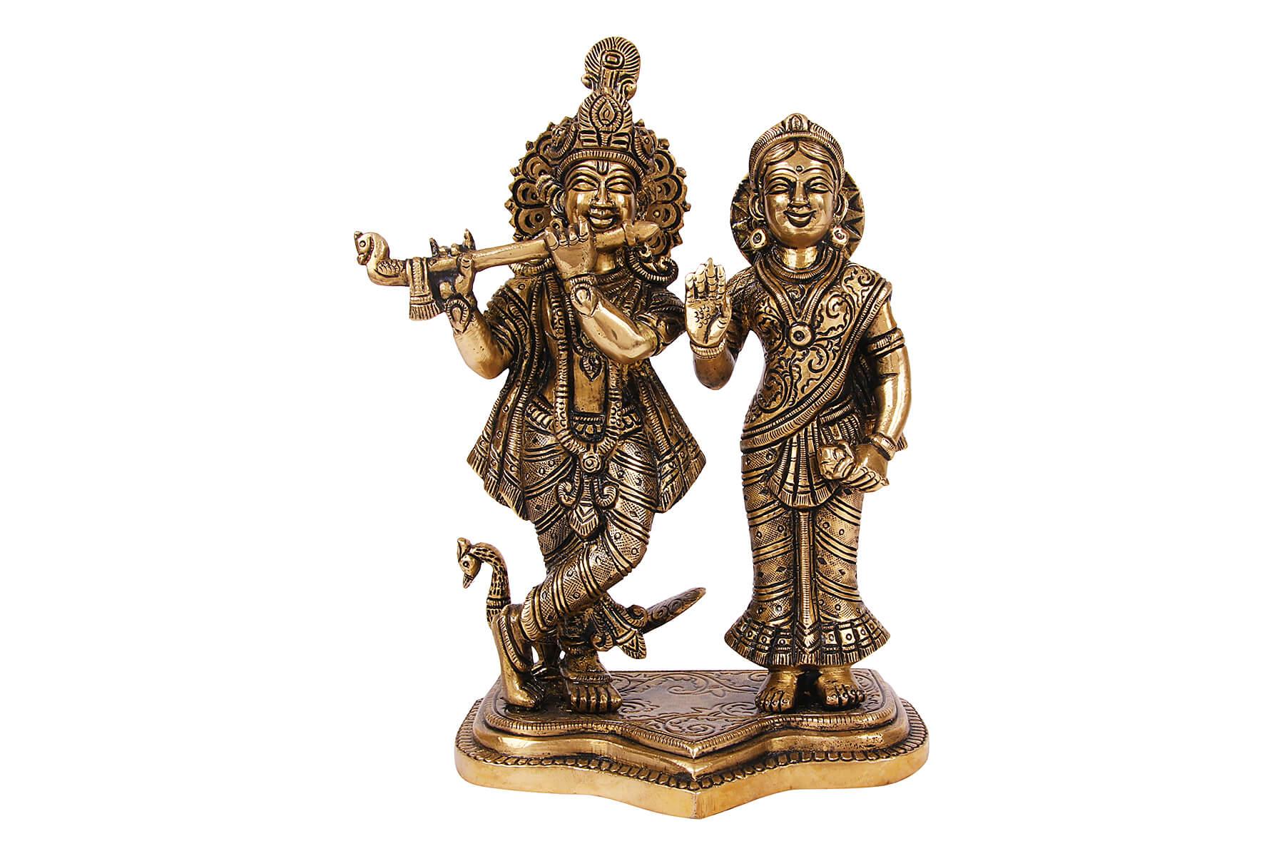 Brass Radha Krishna Idol for Pooja & Home Décor