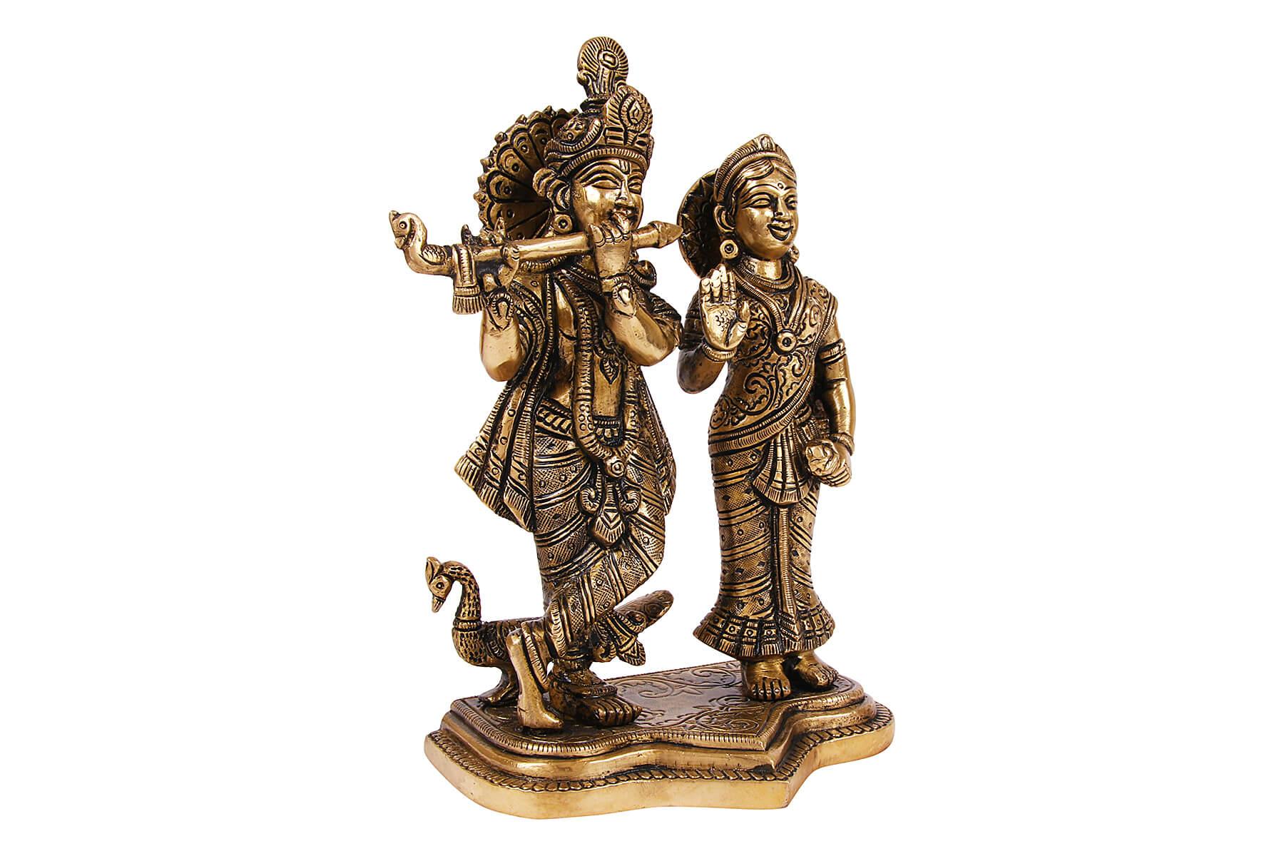 Brass Radha Krishna Idol for Pooja & Home Décor