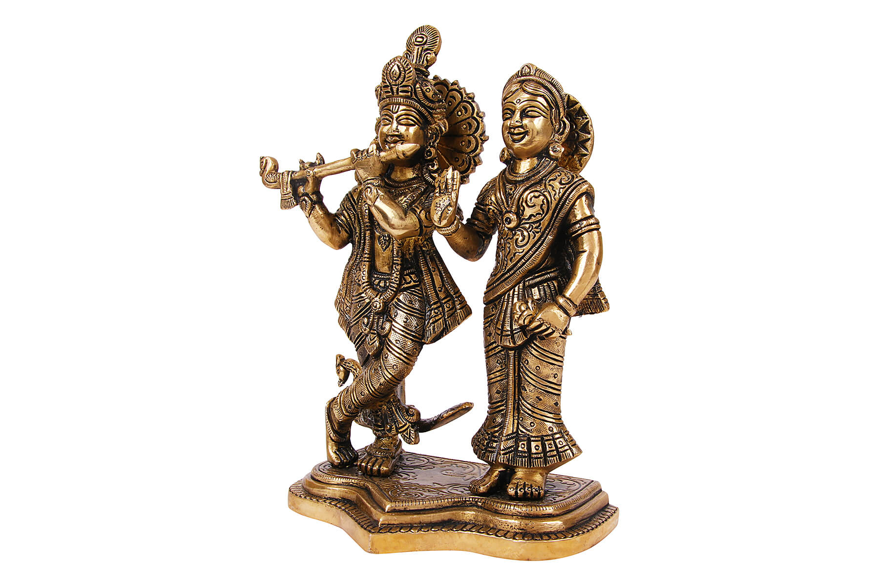 Brass Radha Krishna Idol for Pooja & Home Décor