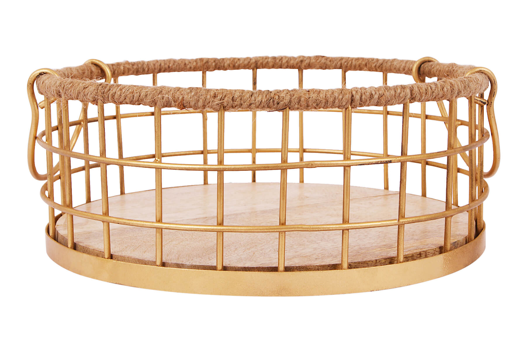 WOODEN HAMPER BASKET WITH JUTE DETAILING