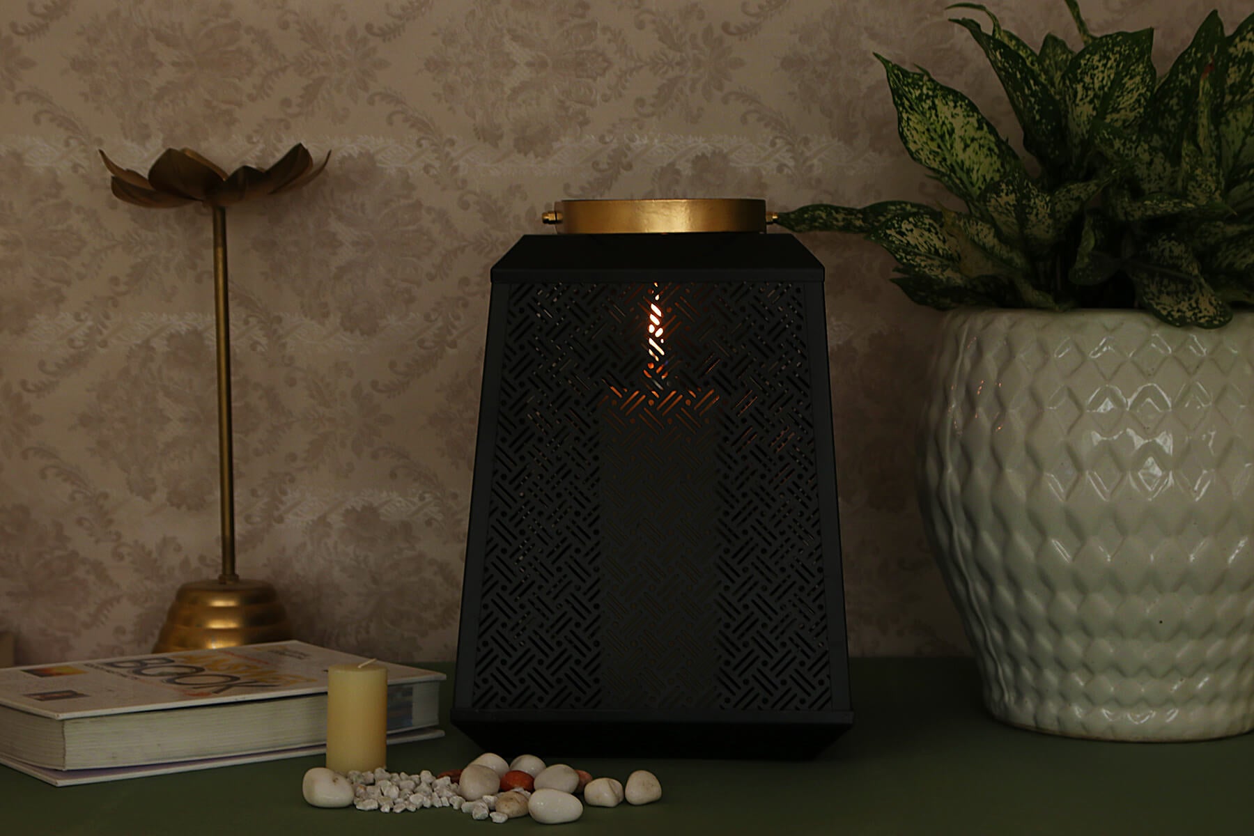 Large Black Decorative Lantern for Home & Event Décor