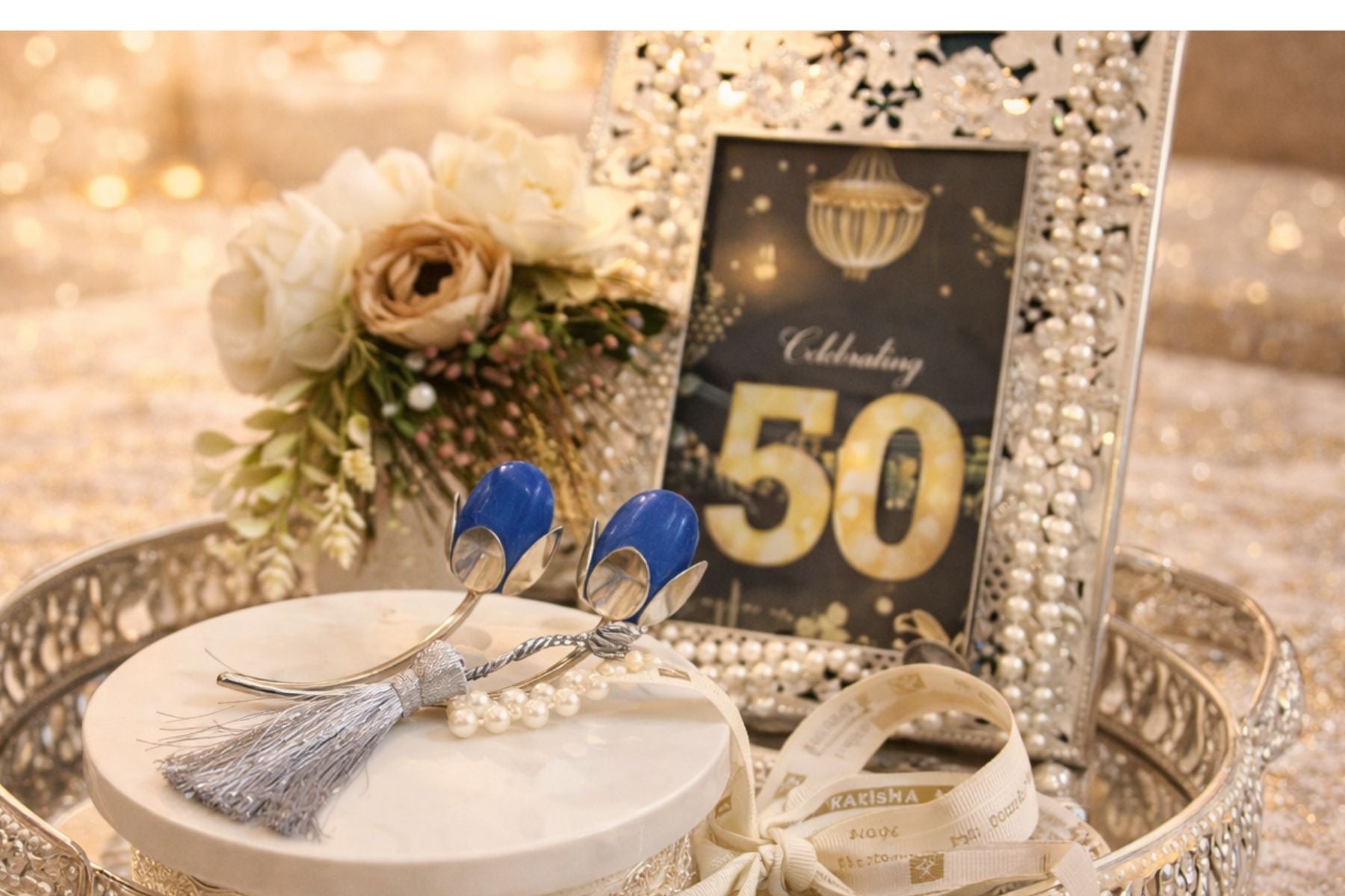 Luxury Silver-Plated Hamper Set with Designer Photo Frame & Marble Jar