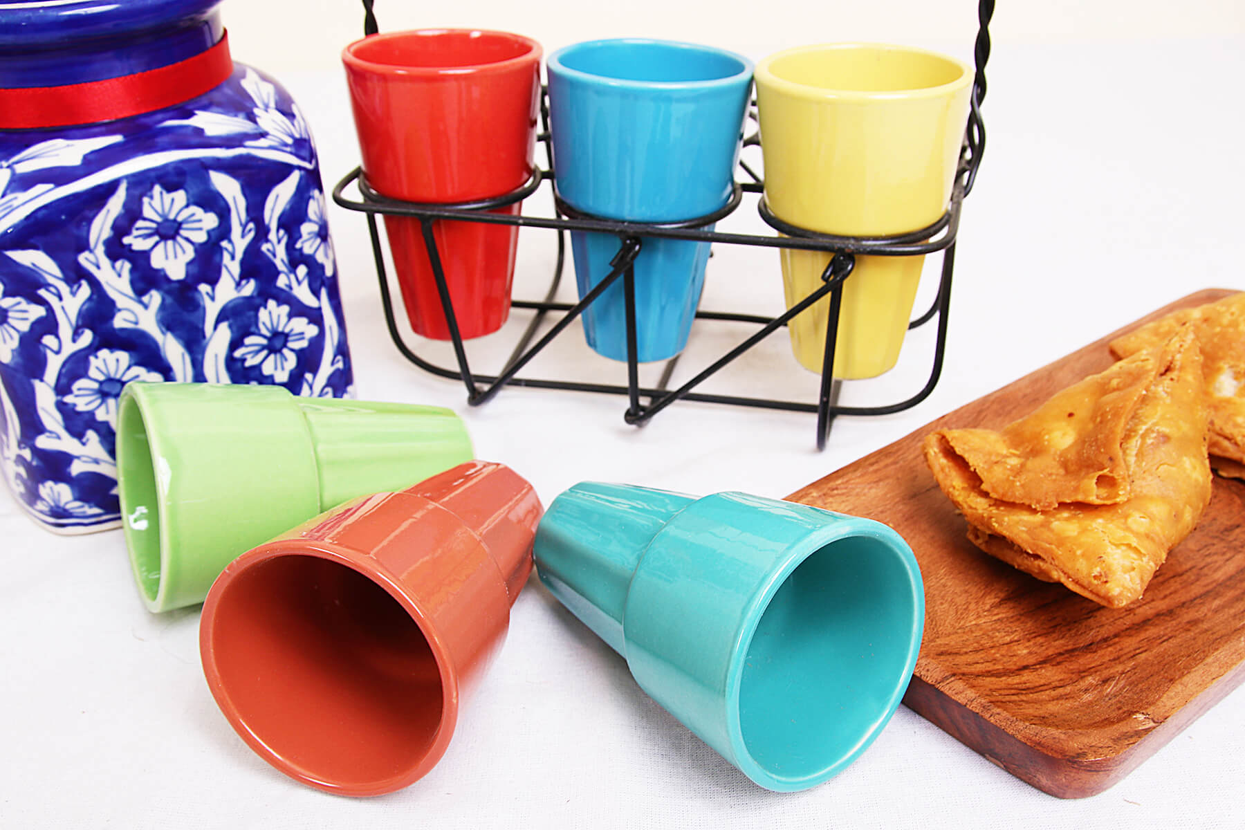 CERAMIC CHAI GLASS WITH STAND (SET OF 6)